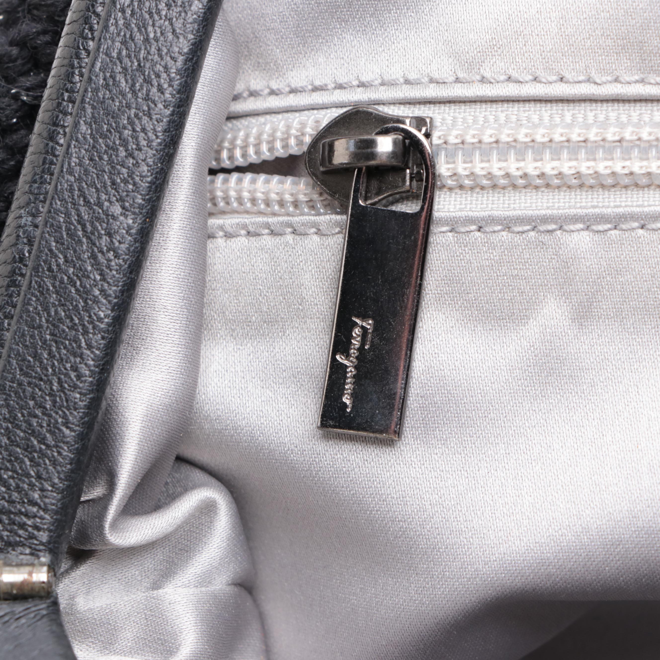 Salvatore Ferragamo Kiss Lock Frame Bag in Knit with Leather