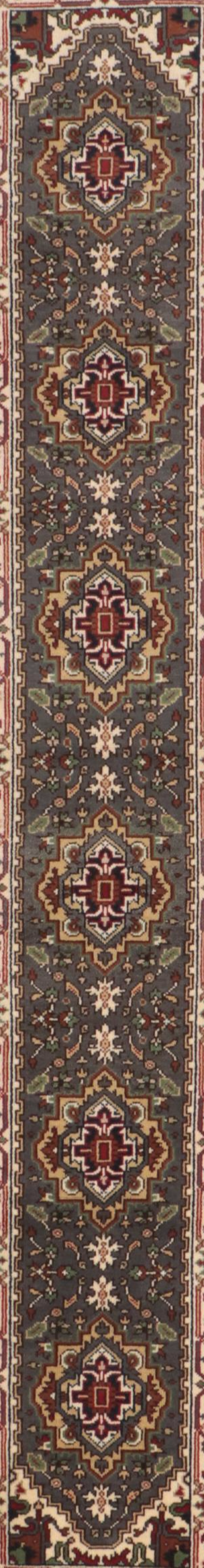 2'6 x 14'1 Hand-Knotted Indo-Persian Heriz Serapi Carpet Runner