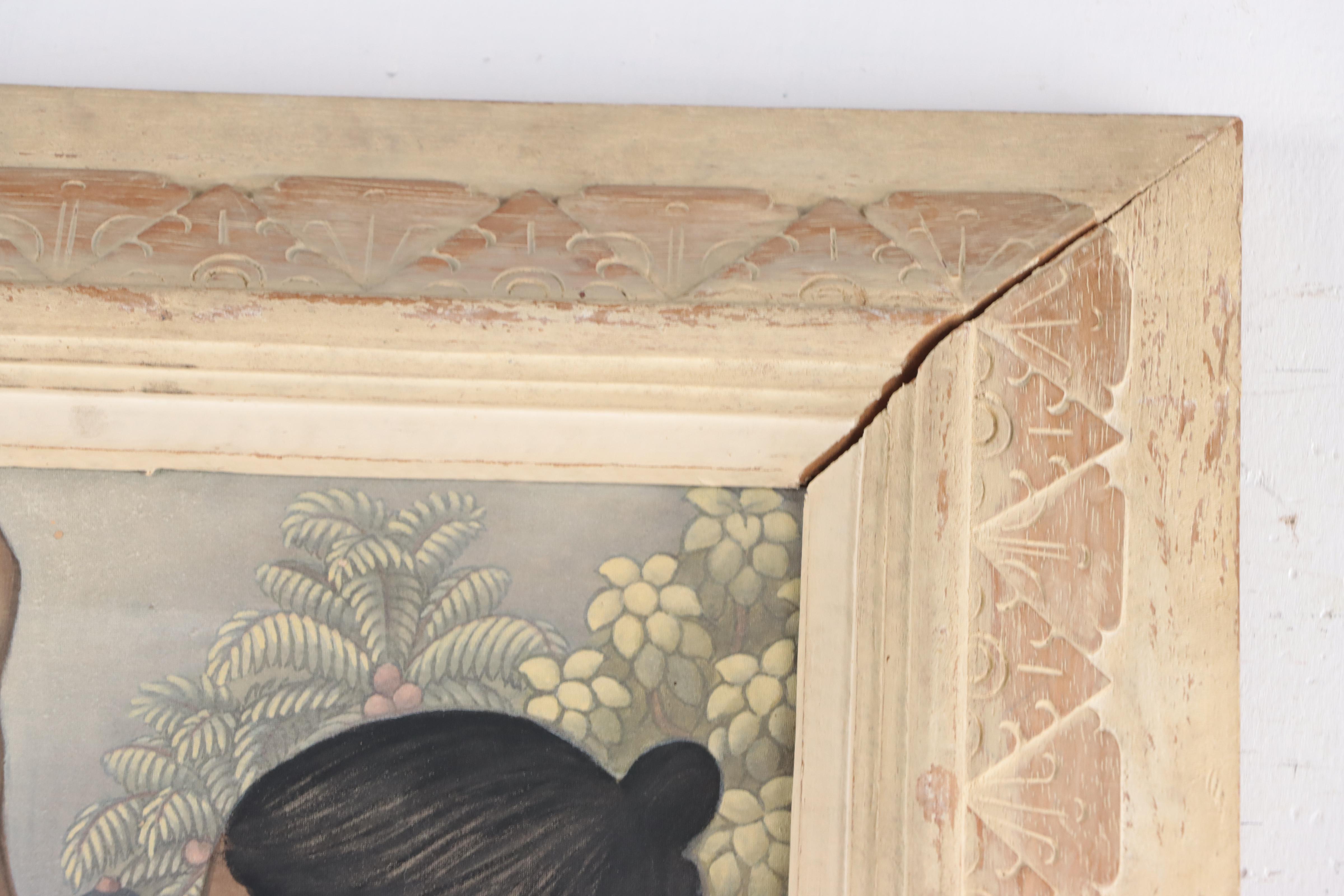 Dewa Putu Bedil Gouache Painting of Market Scene