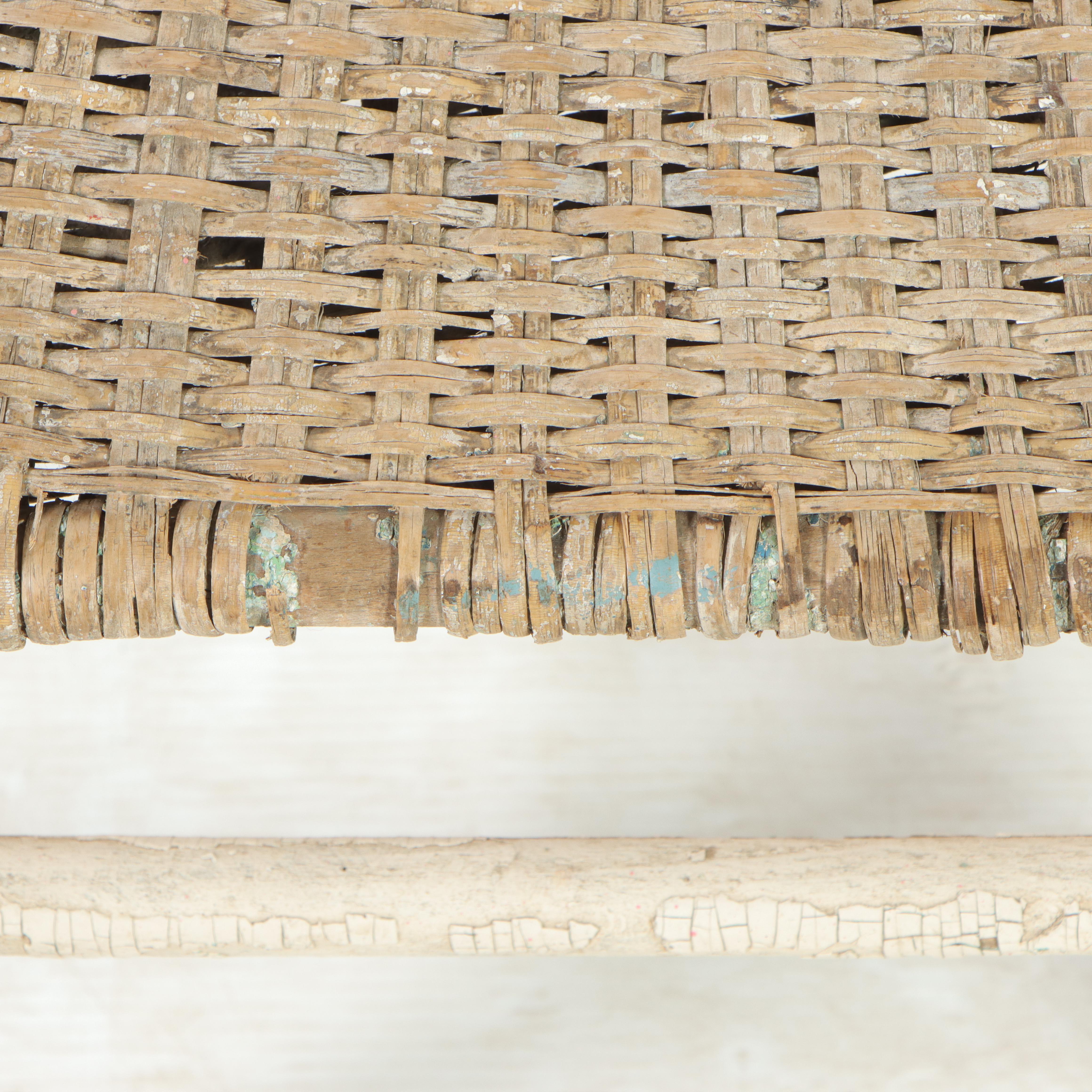 American Primitive White-Painted and Splint Seat Side Chair, 19th Century