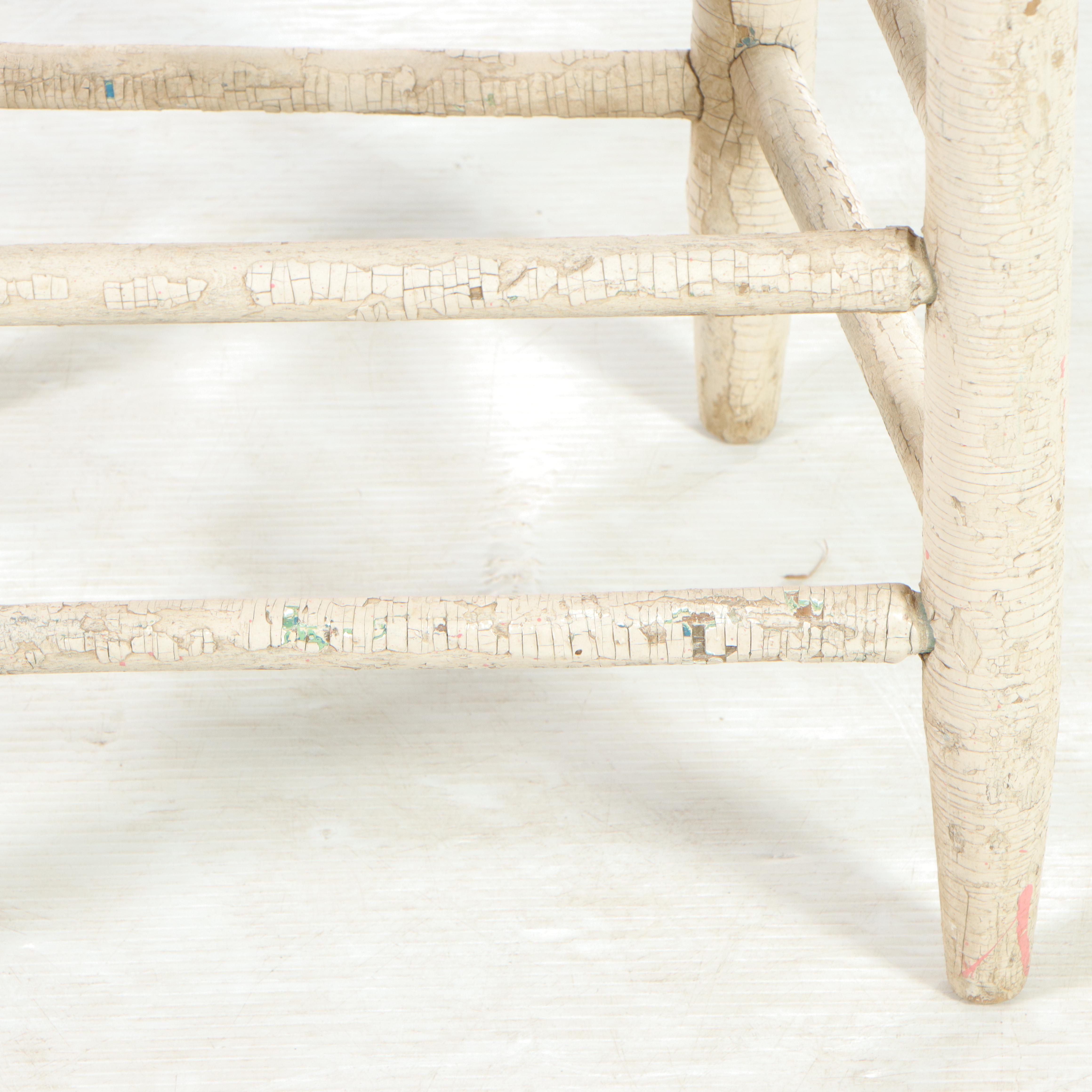 American Primitive White-Painted and Splint Seat Side Chair, 19th Century