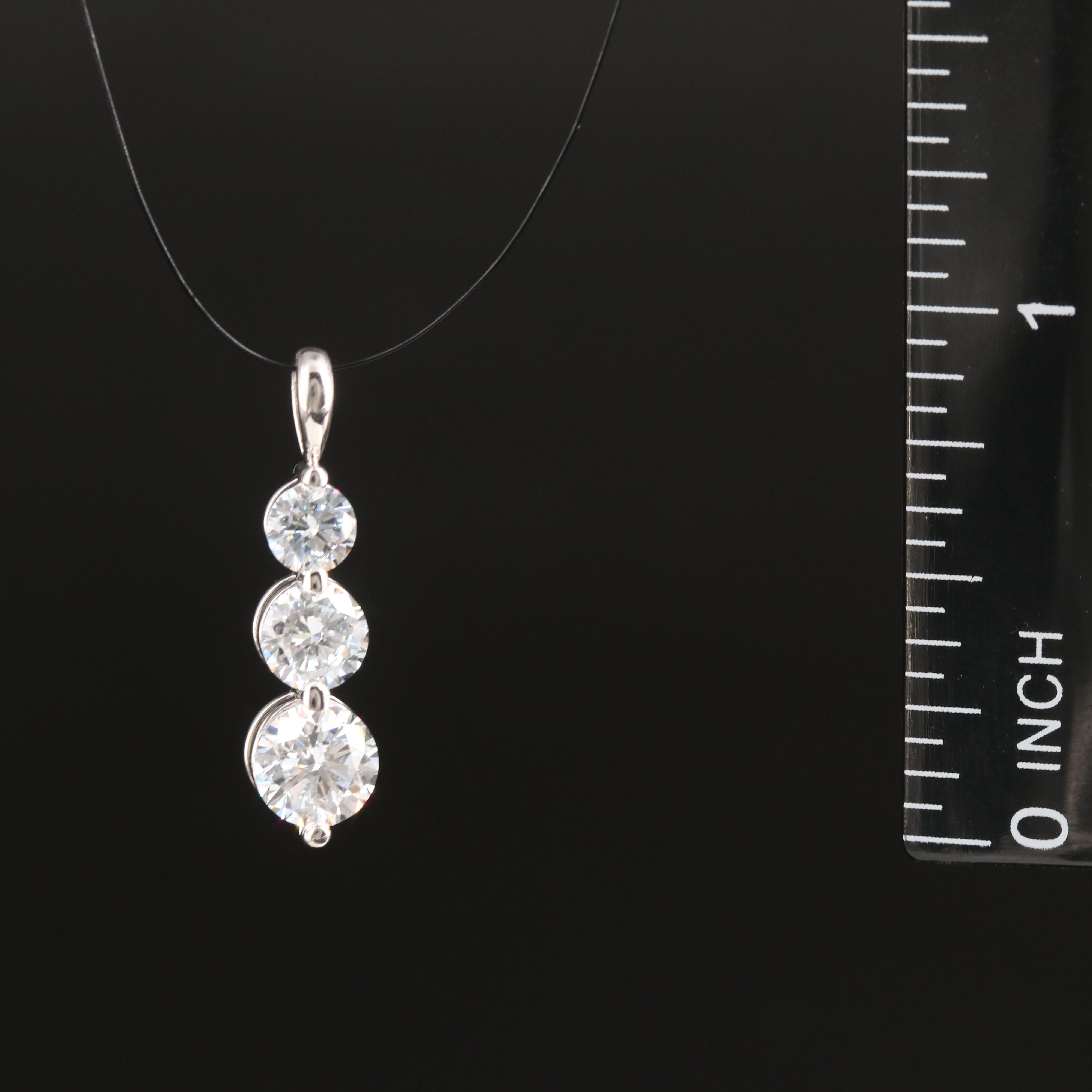 14K 1.60 CTW Lab Grown Diamond Graduated Pendant