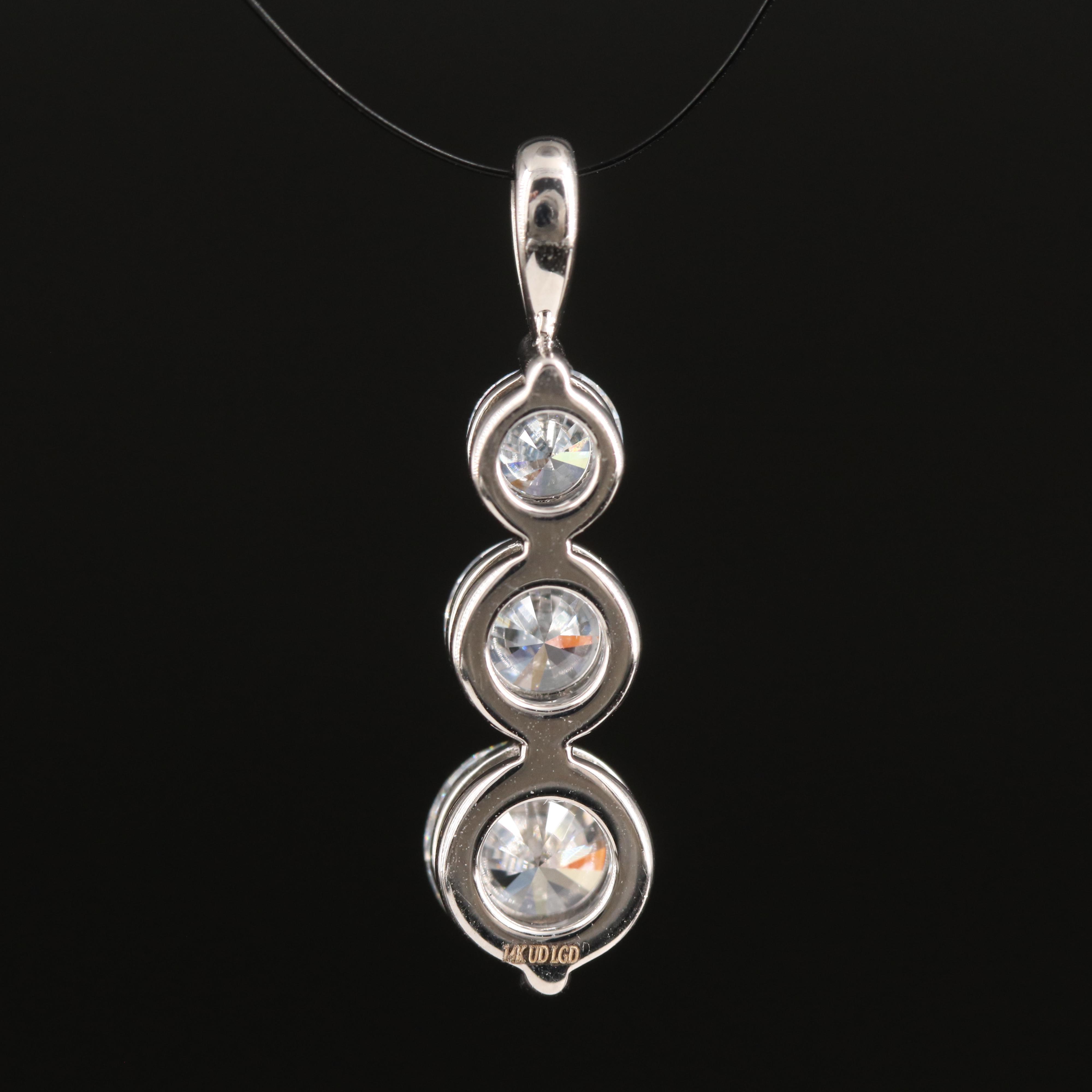 14K 1.60 CTW Lab Grown Diamond Graduated Pendant