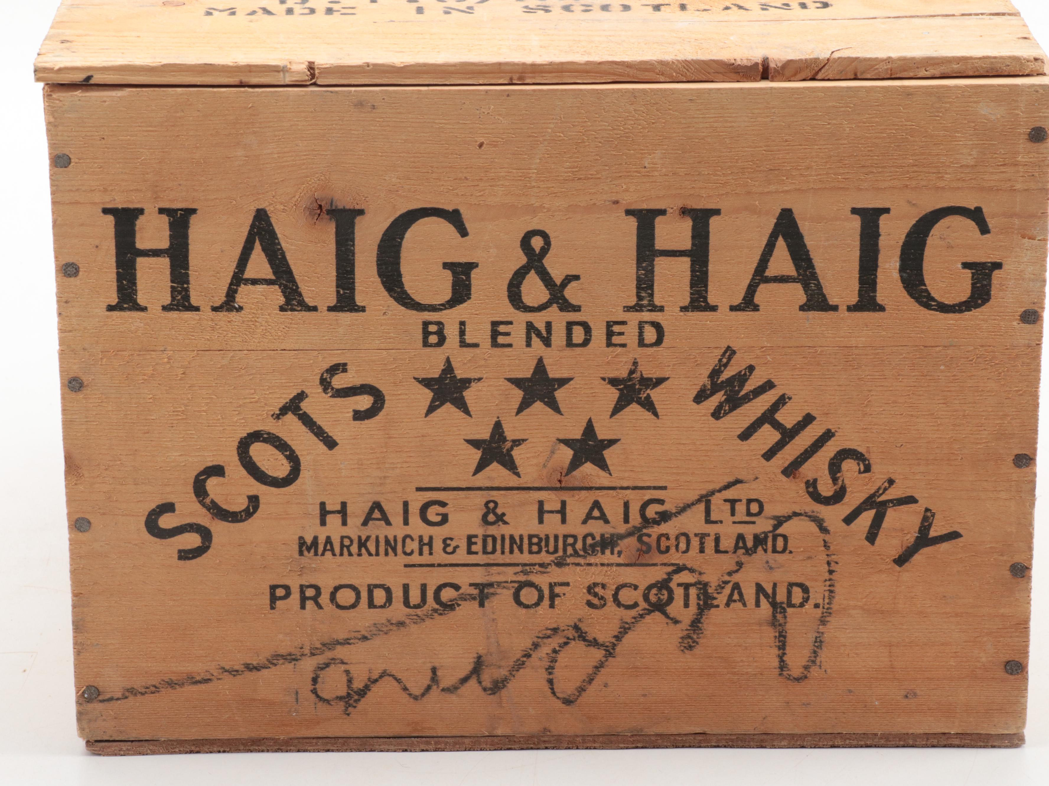 Haig & Haig Scots Whisky Wooden Crate, Mid-20th Century