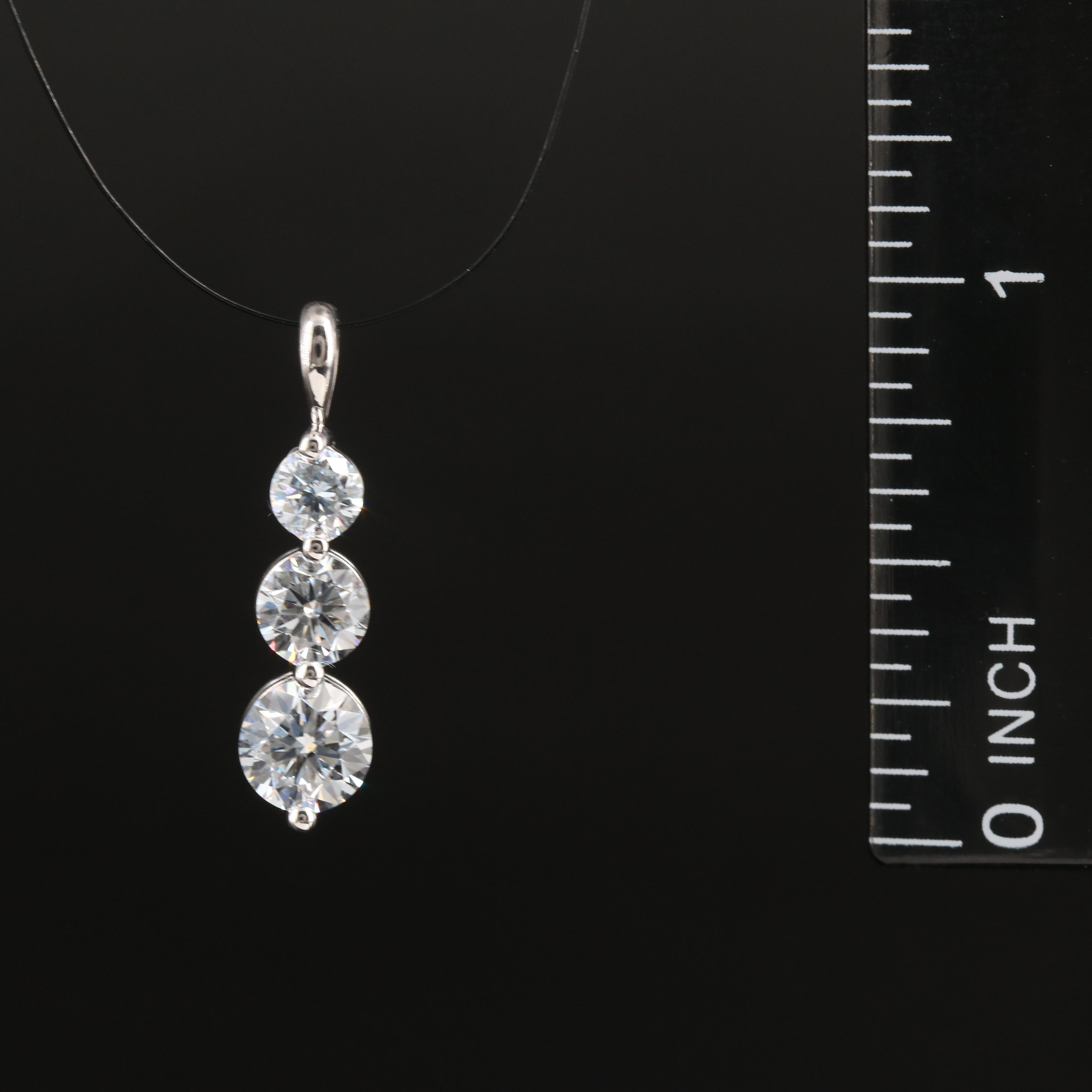 14K 1.52 CTW Lab Grown Diamond Graduated Pendant