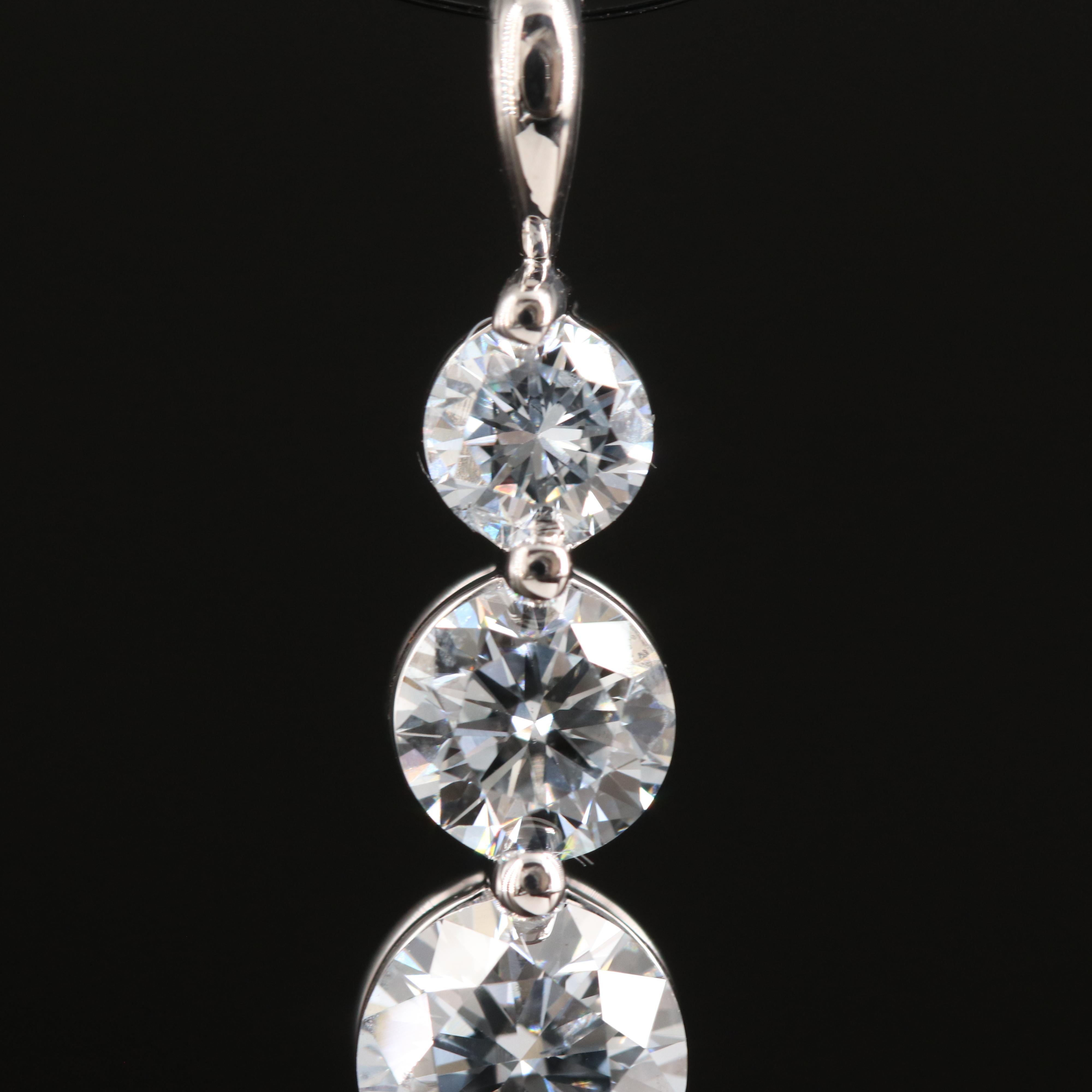 14K 1.52 CTW Lab Grown Diamond Graduated Pendant