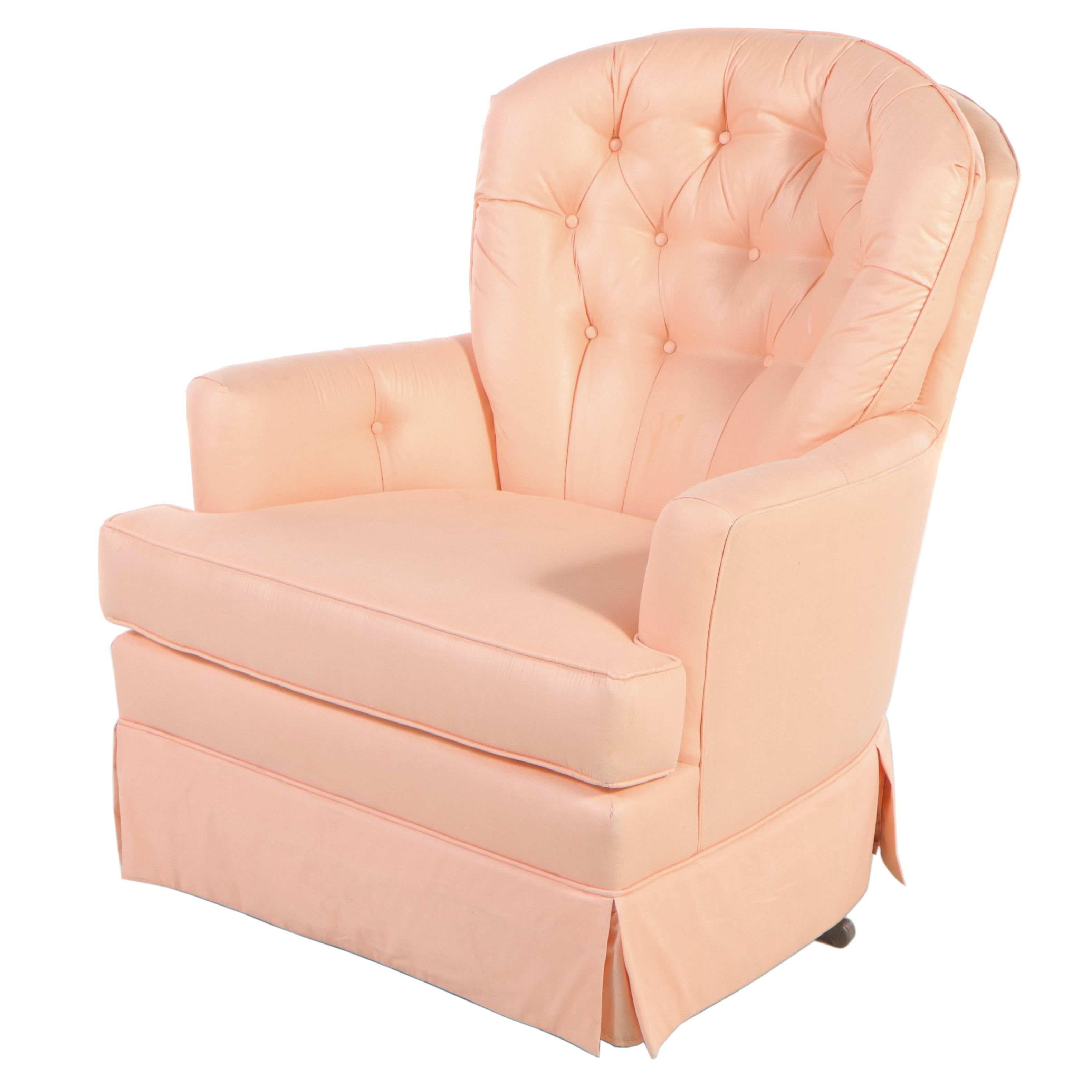 Madden Custom-Upholstered and Buttoned-Down Swivel-Rocker, Late 20th Century