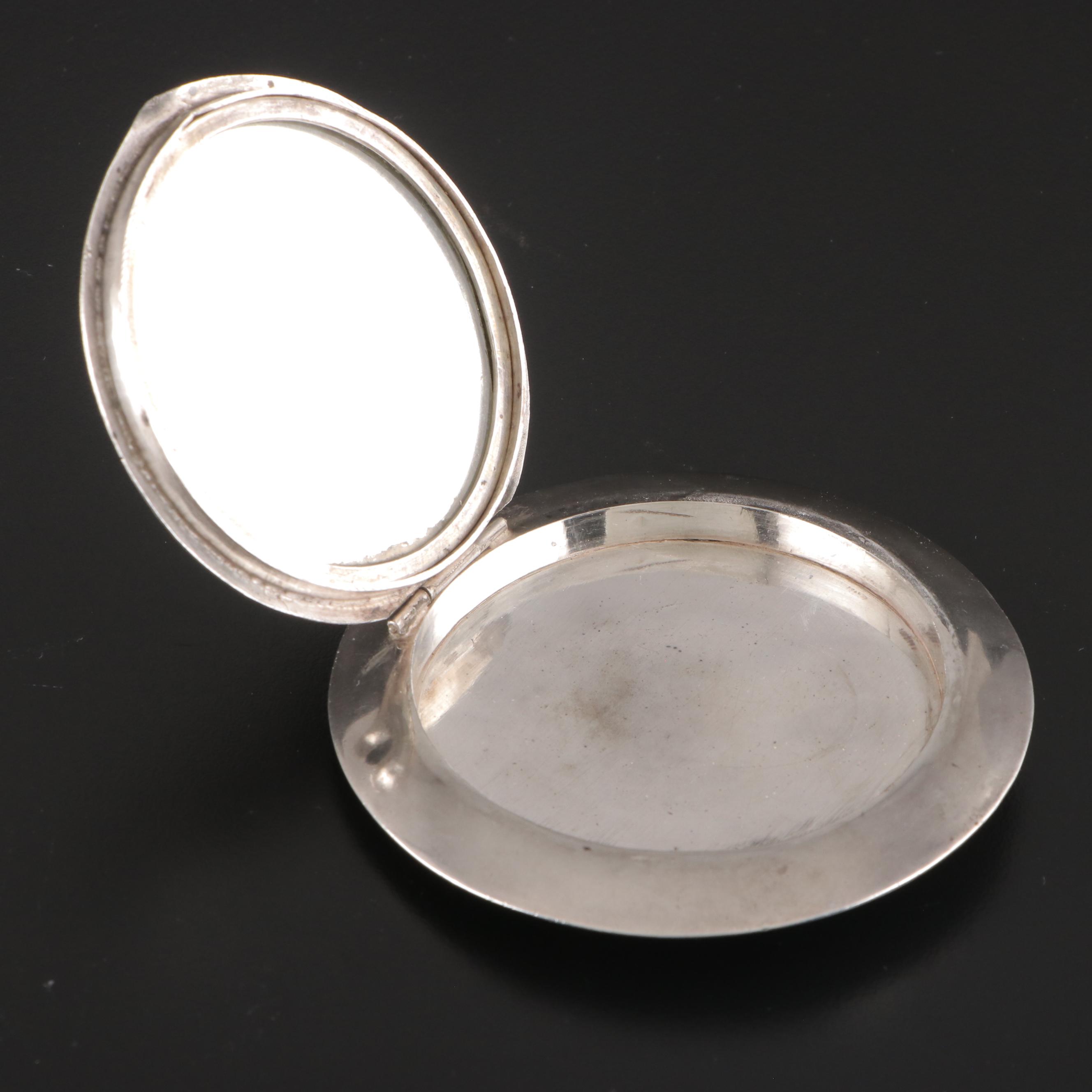 Chinese 950 Silver Landscape Relief Mirrored Compact