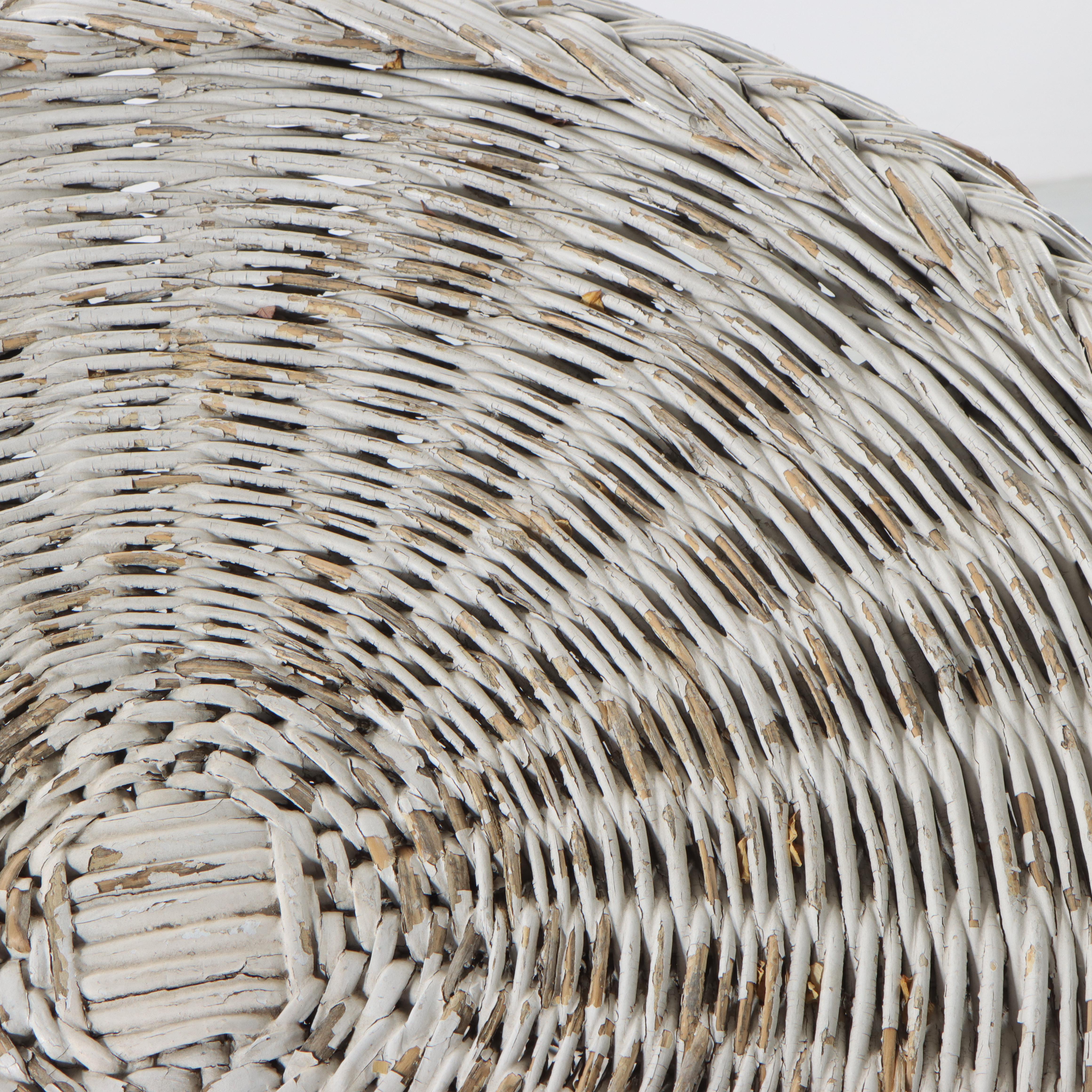 White Painted Wicker Rattan Side Table, Mid-20th Century