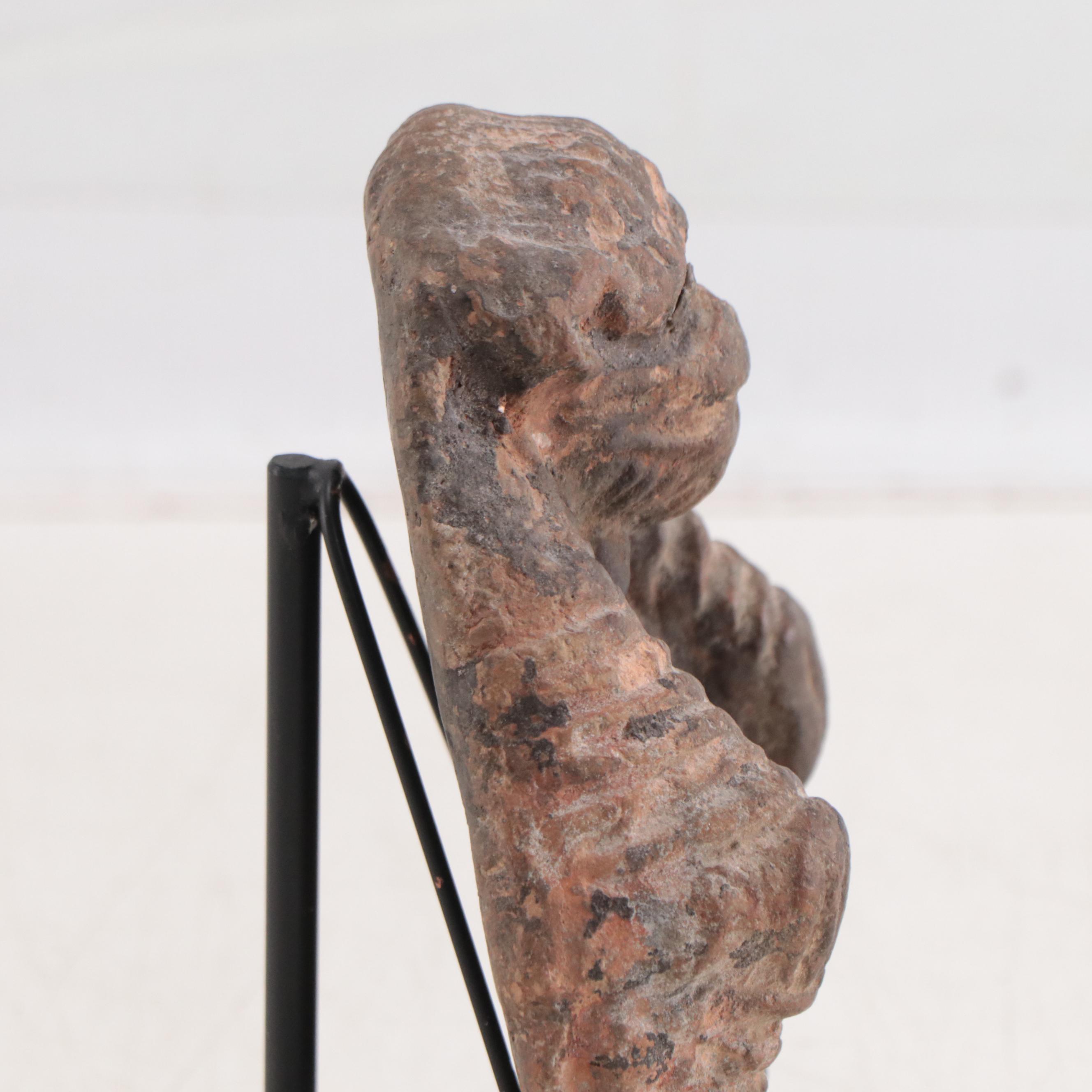 Newari Stone Oil Lamp Depicting Hanuman, Nepal, 19th Century