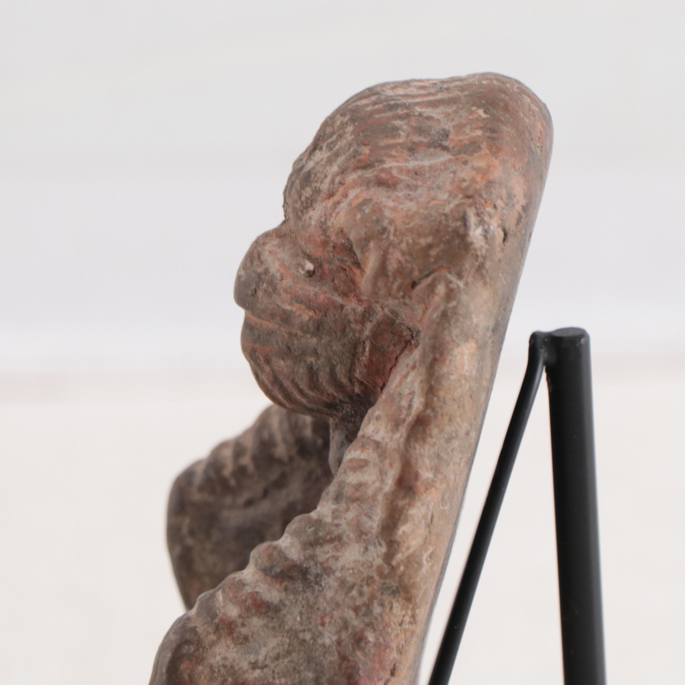 Newari Stone Oil Lamp Depicting Hanuman, Nepal, 19th Century