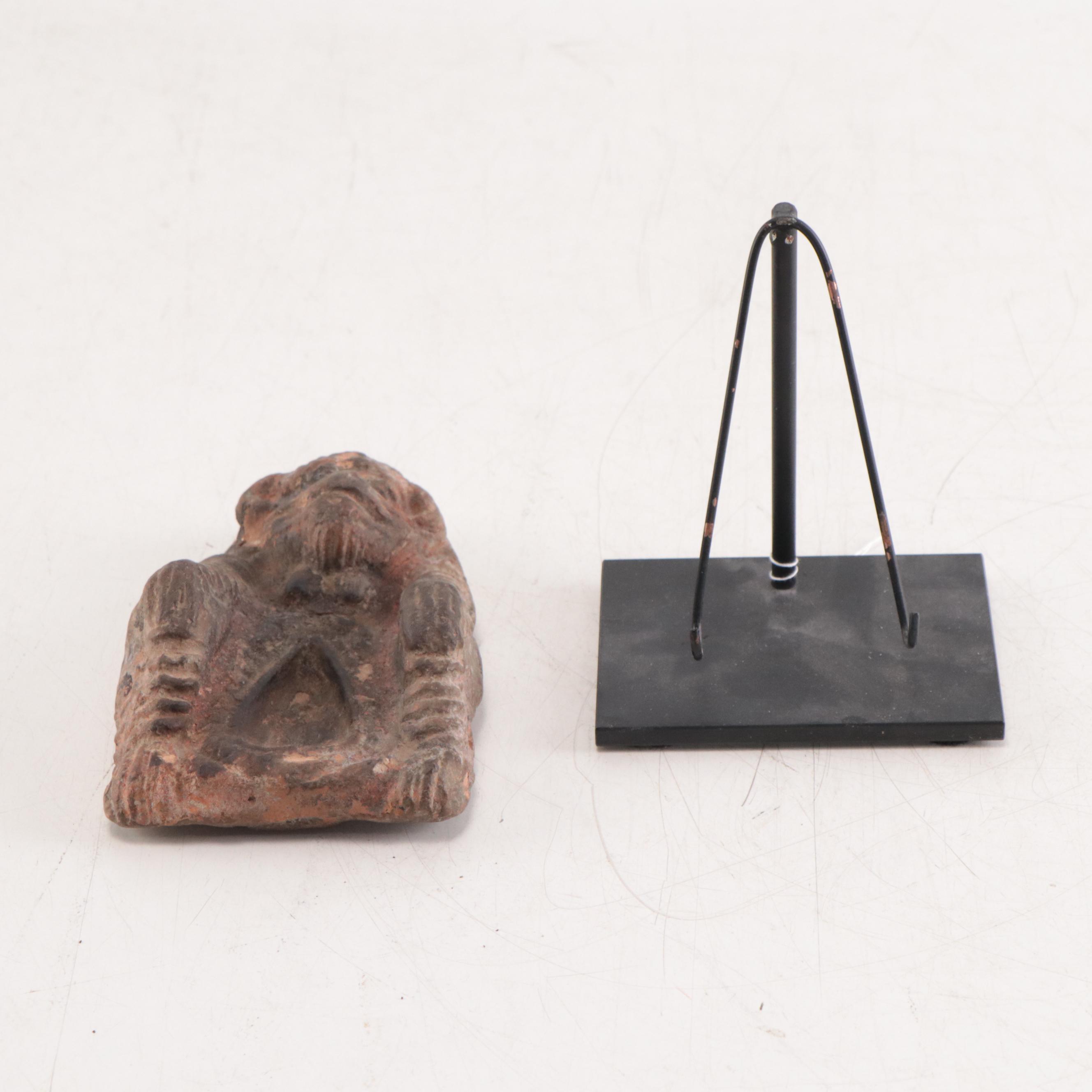 Newari Stone Oil Lamp Depicting Hanuman, Nepal, 19th Century