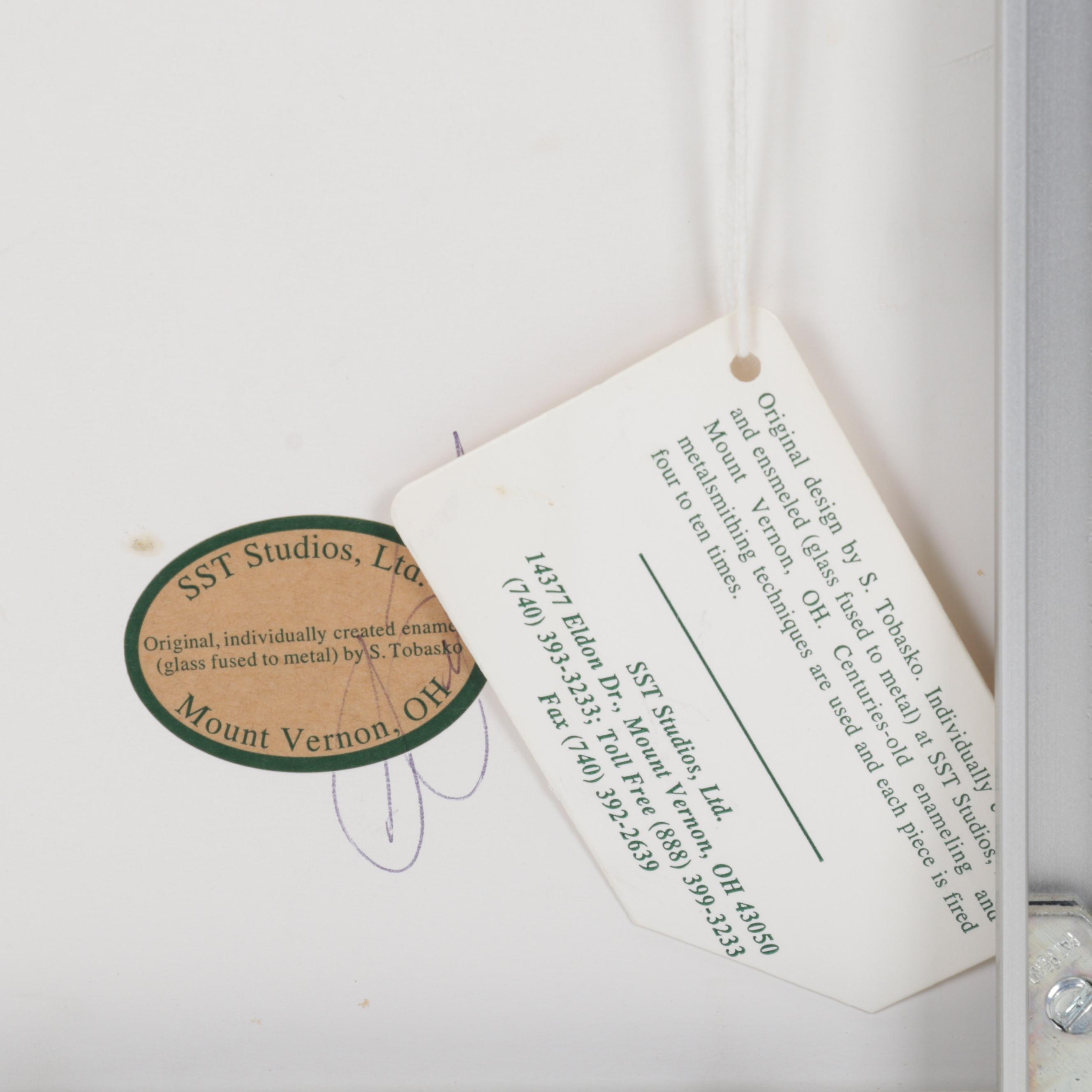 SST Studios Enamel Printed Metal Wall Hanging of Ladybugs, Circa 2000