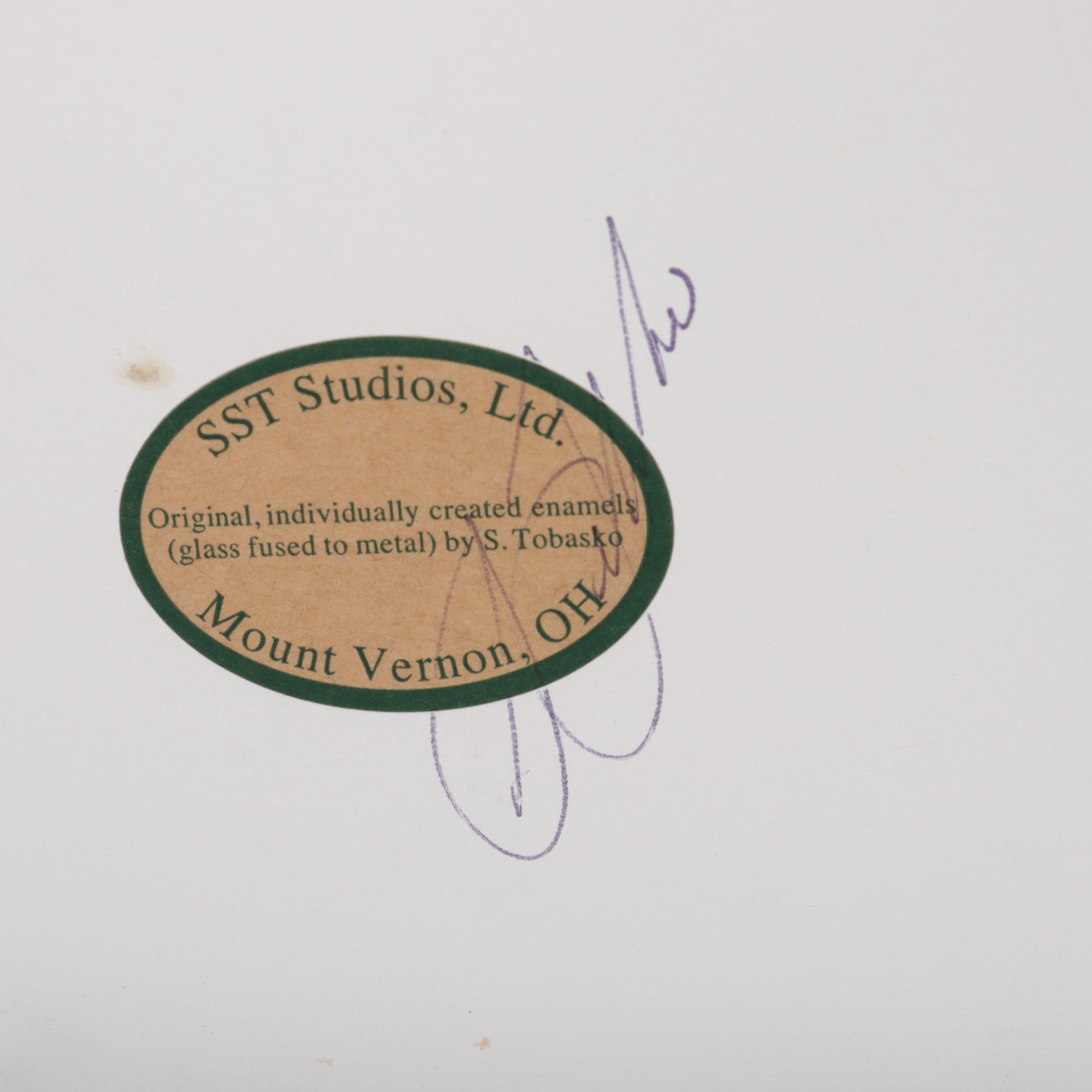 SST Studios Enamel Printed Metal Wall Hanging of Ladybugs, Circa 2000