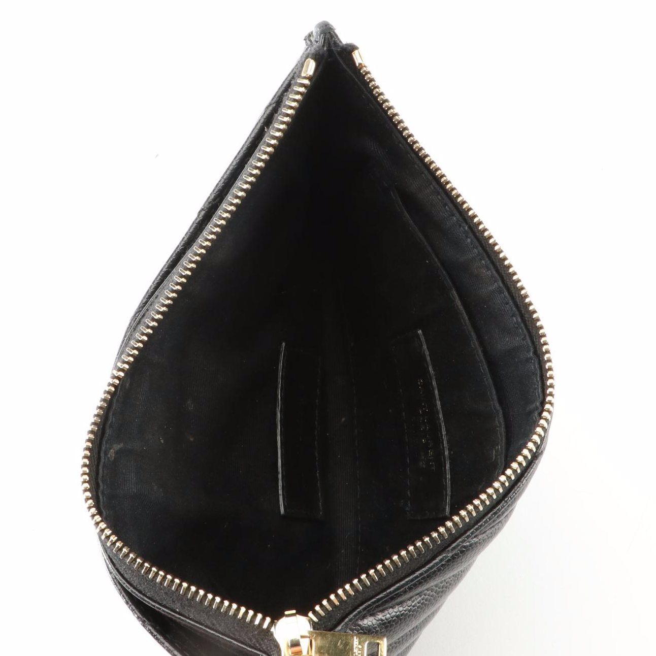 Yves Saint Laurent Classic Monogram Zip Bill Pouch Wallet in Matelassé Chevron