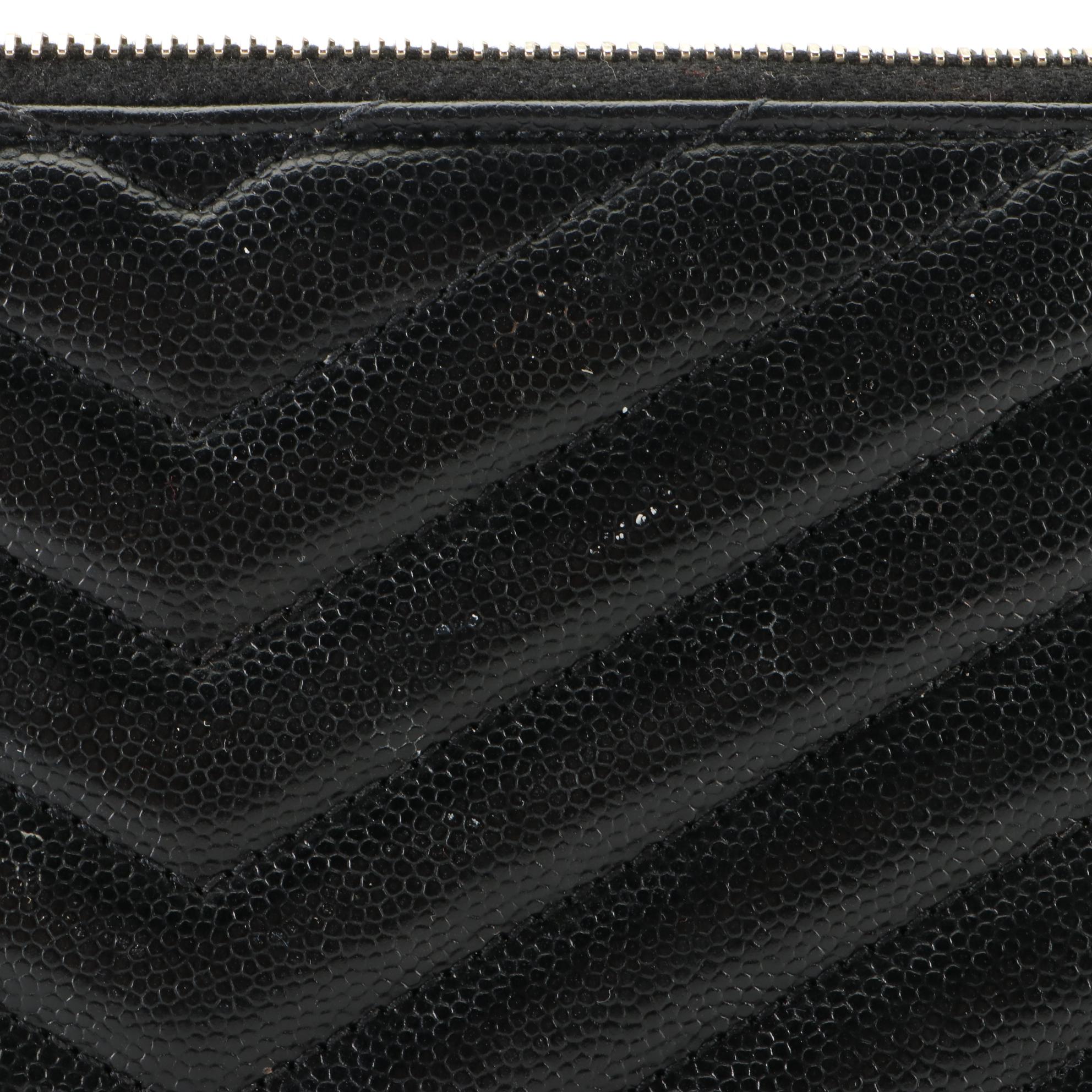 Yves Saint Laurent Classic Monogram Zip Bill Pouch Wallet in Matelassé Chevron