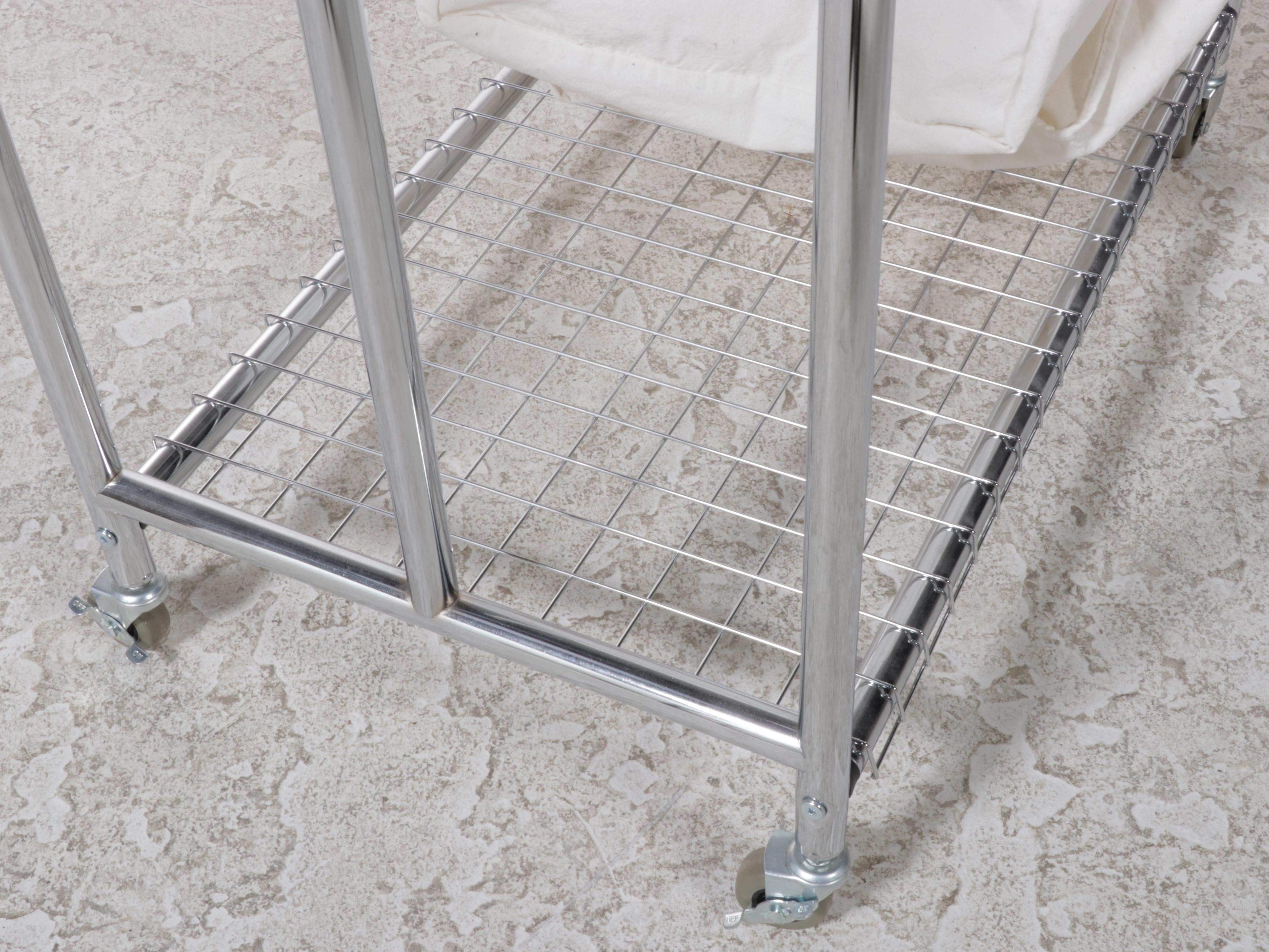 Chrome Laundry Cart with Hanging Bar