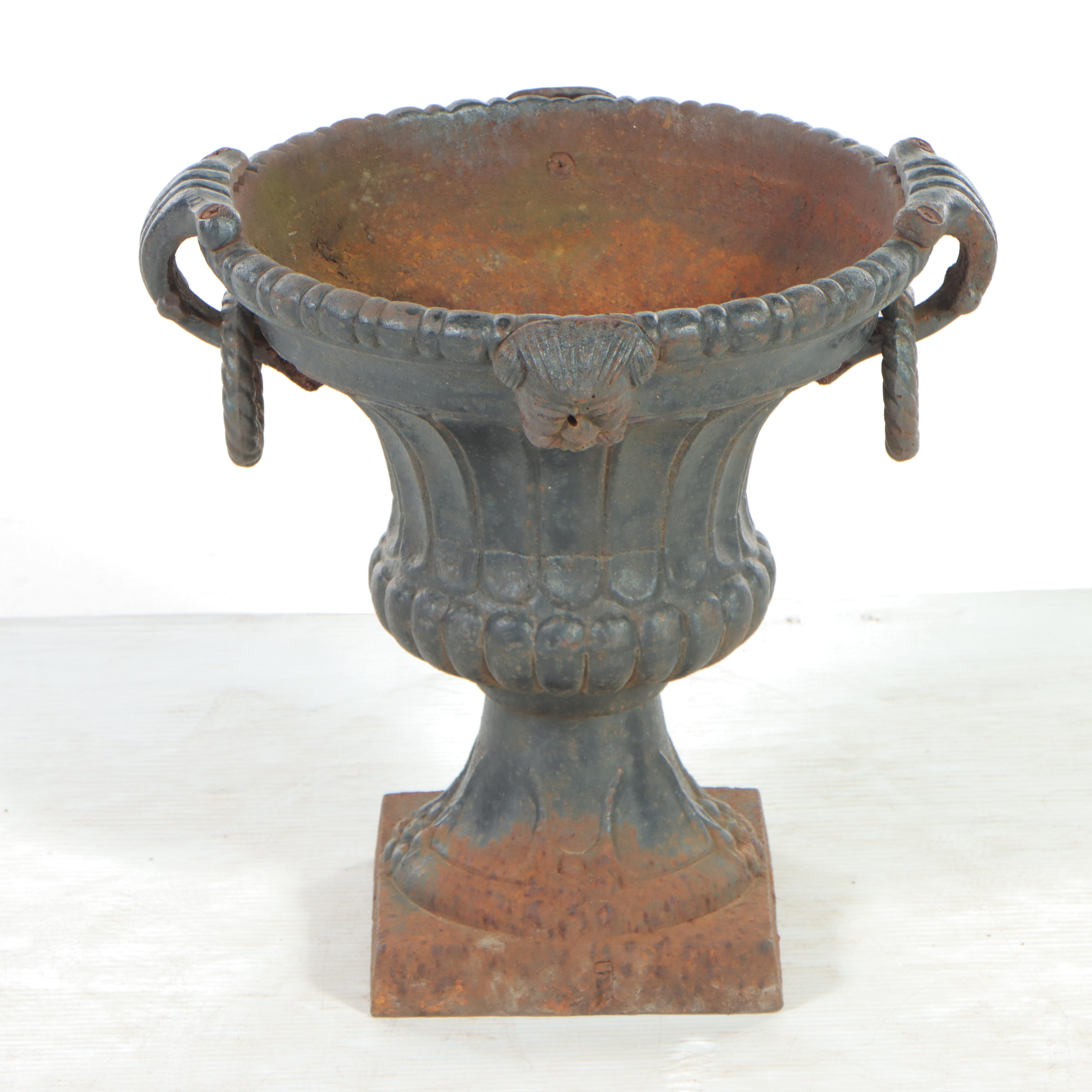 Victorian Cast Iron Neoclassical Style Garden Urn, Early 20th Century