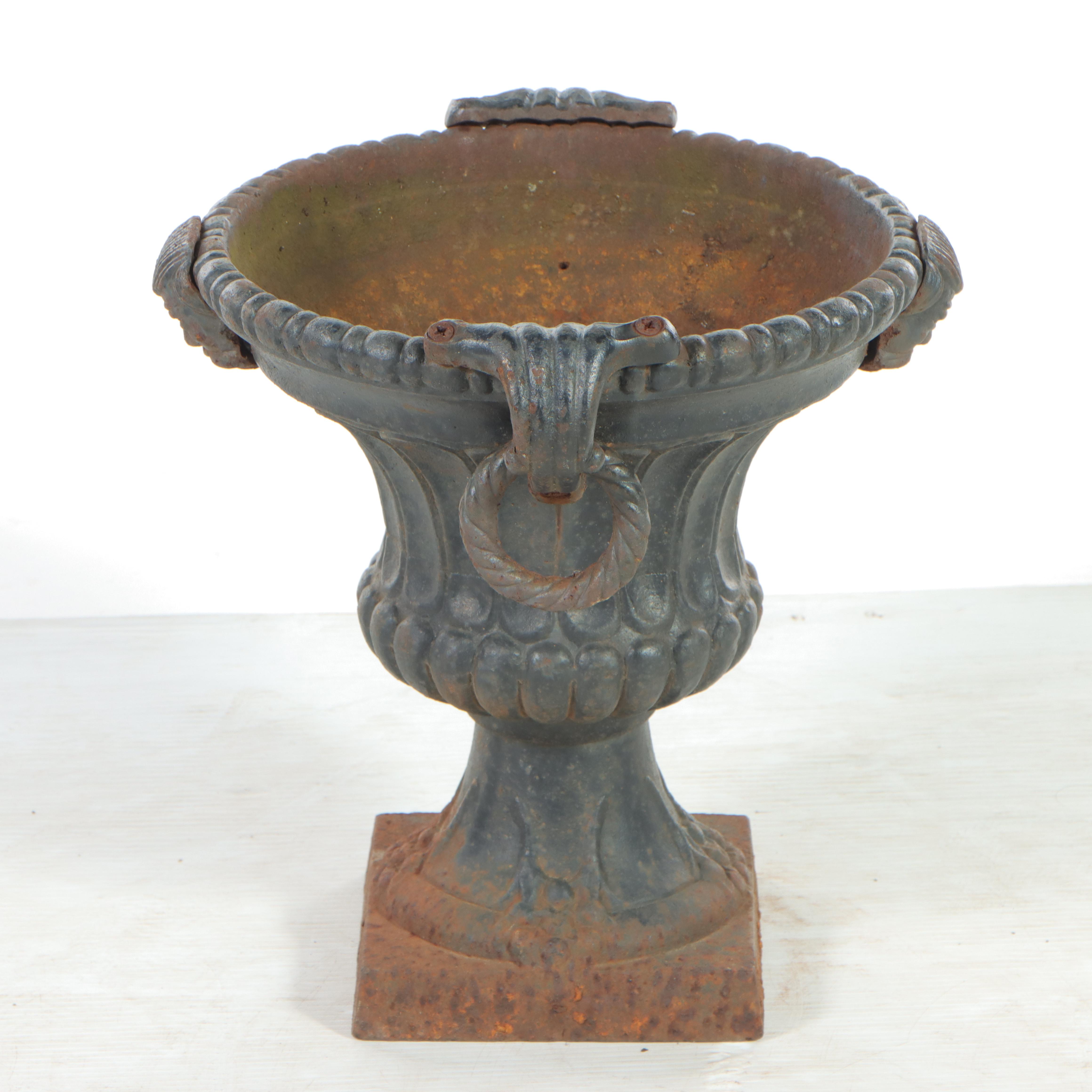 Victorian Cast Iron Neoclassical Style Garden Urn, Early 20th Century