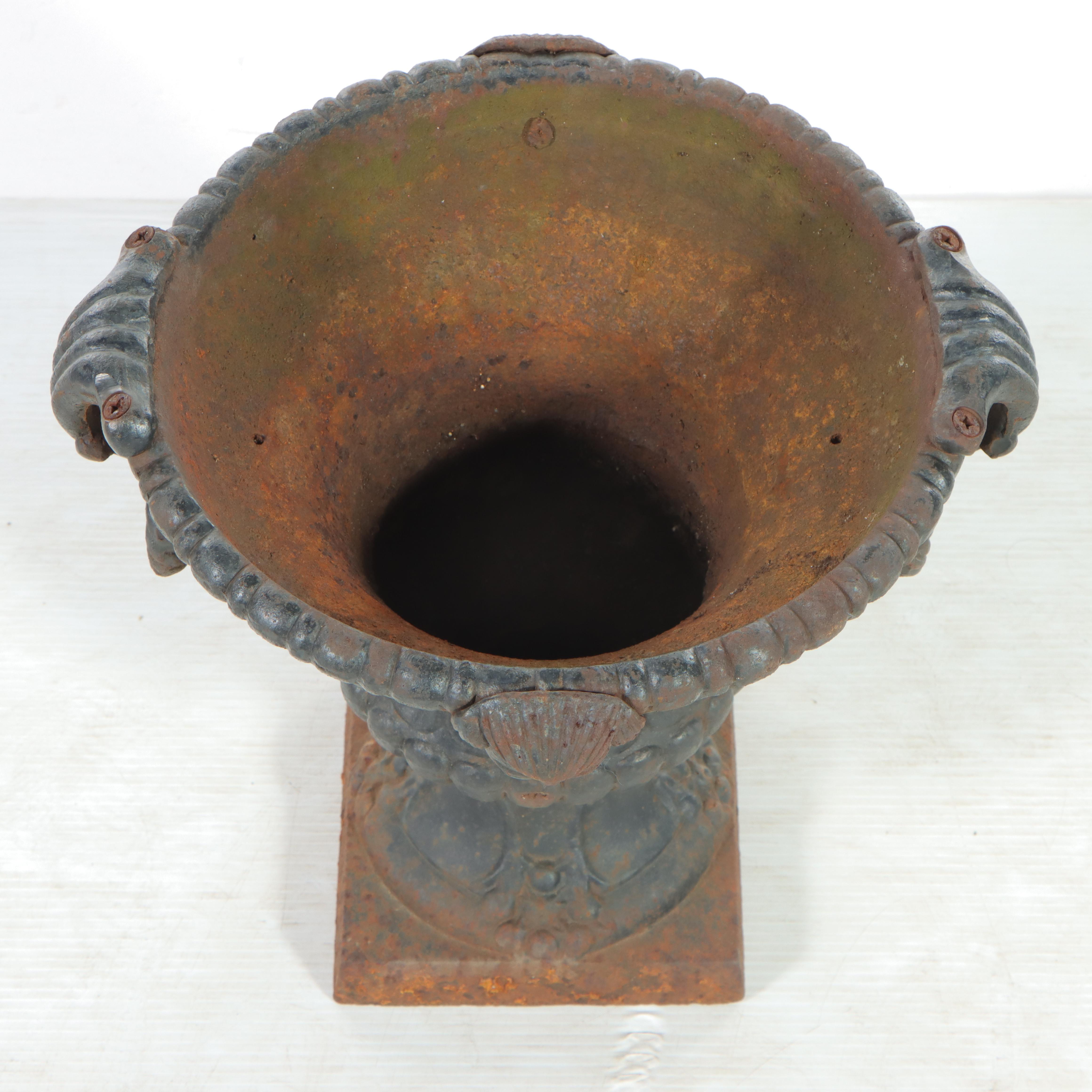 Victorian Cast Iron Neoclassical Style Garden Urn, Early 20th Century