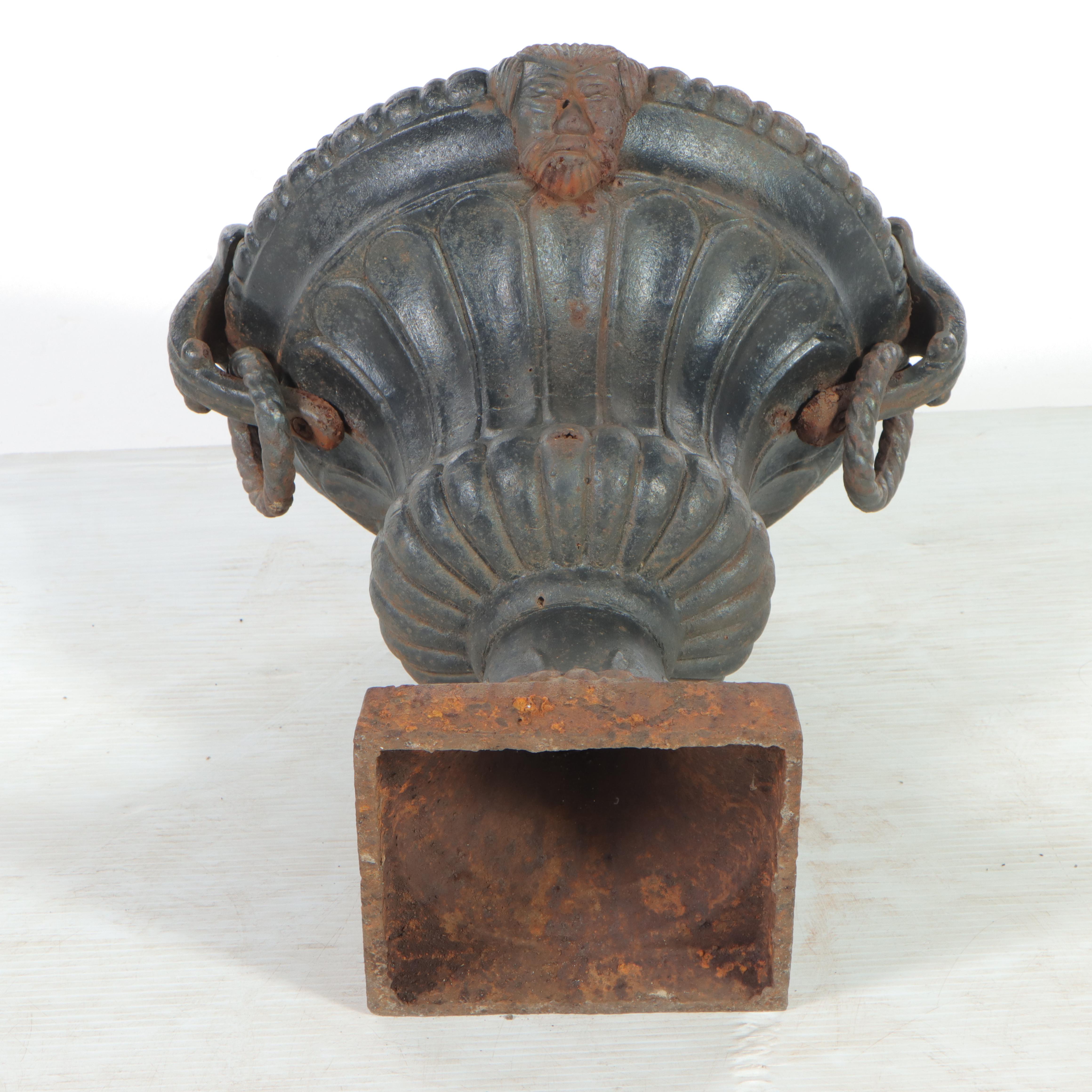 Victorian Cast Iron Neoclassical Style Garden Urn, Early 20th Century