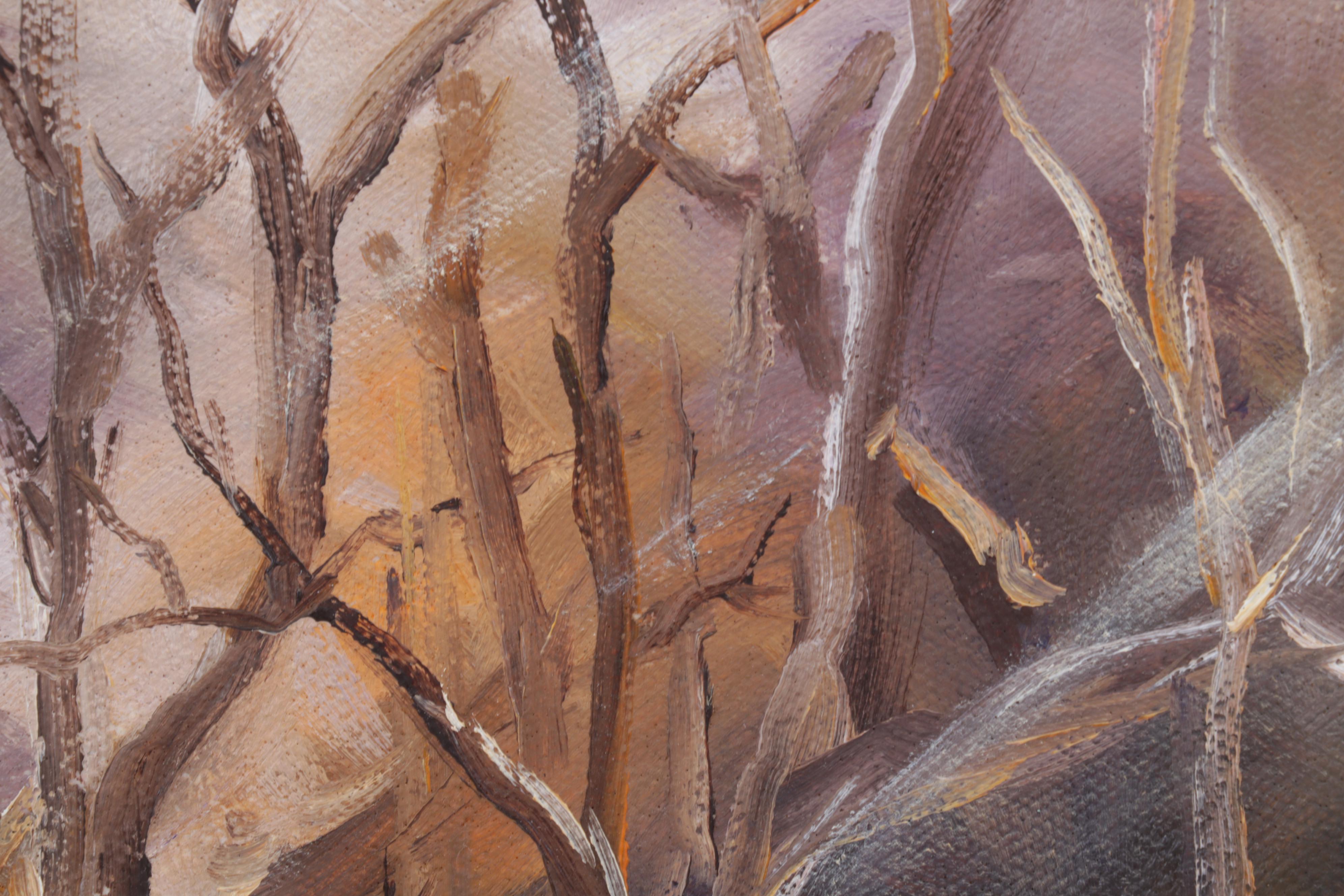 N. Mukuna Oil Painting "Cape Buffalo (African)," Circa 1990