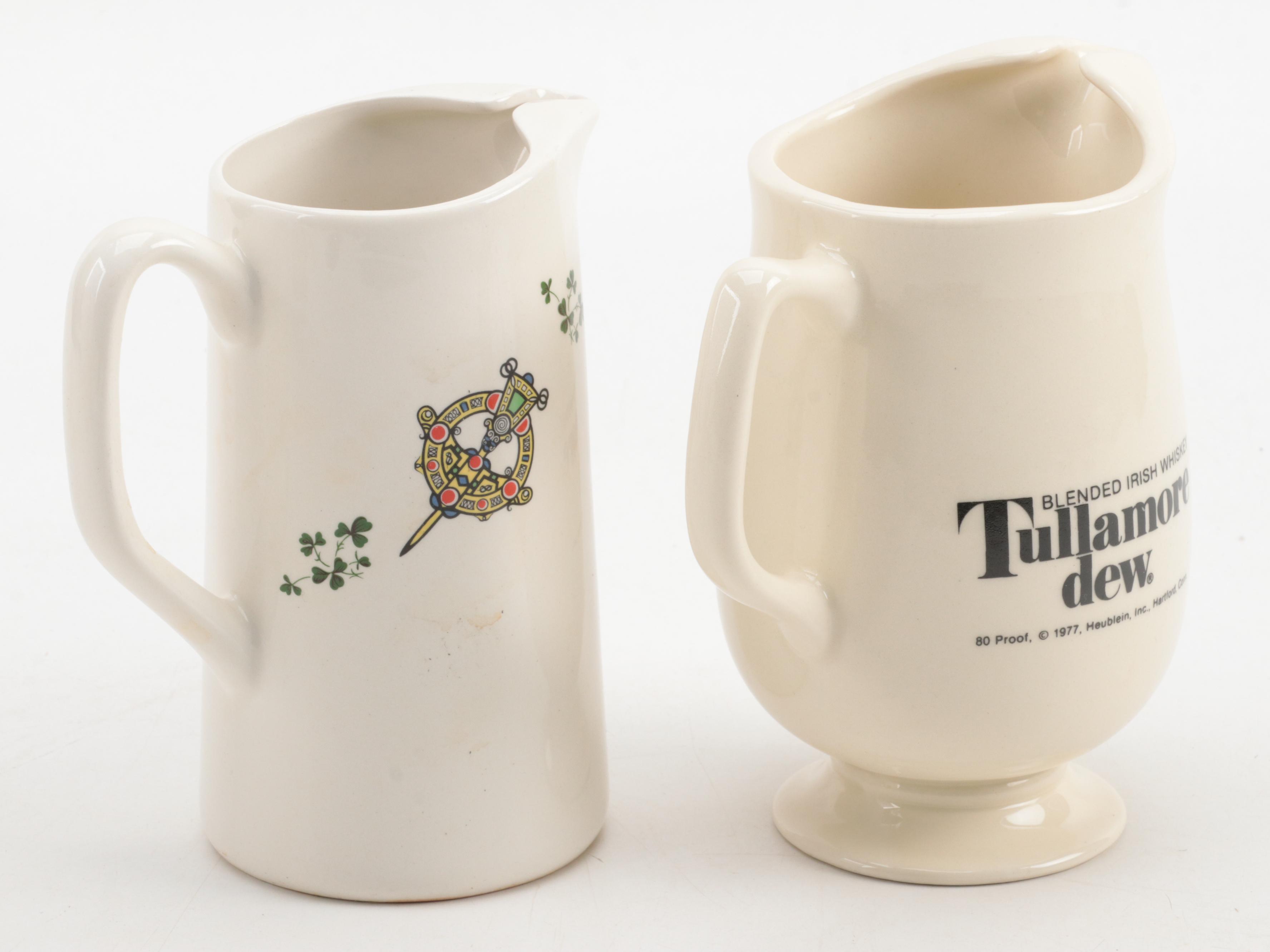 Tullamore Dew, Ballantine, Paddy and Cutty Sark Whiskey Pitchers