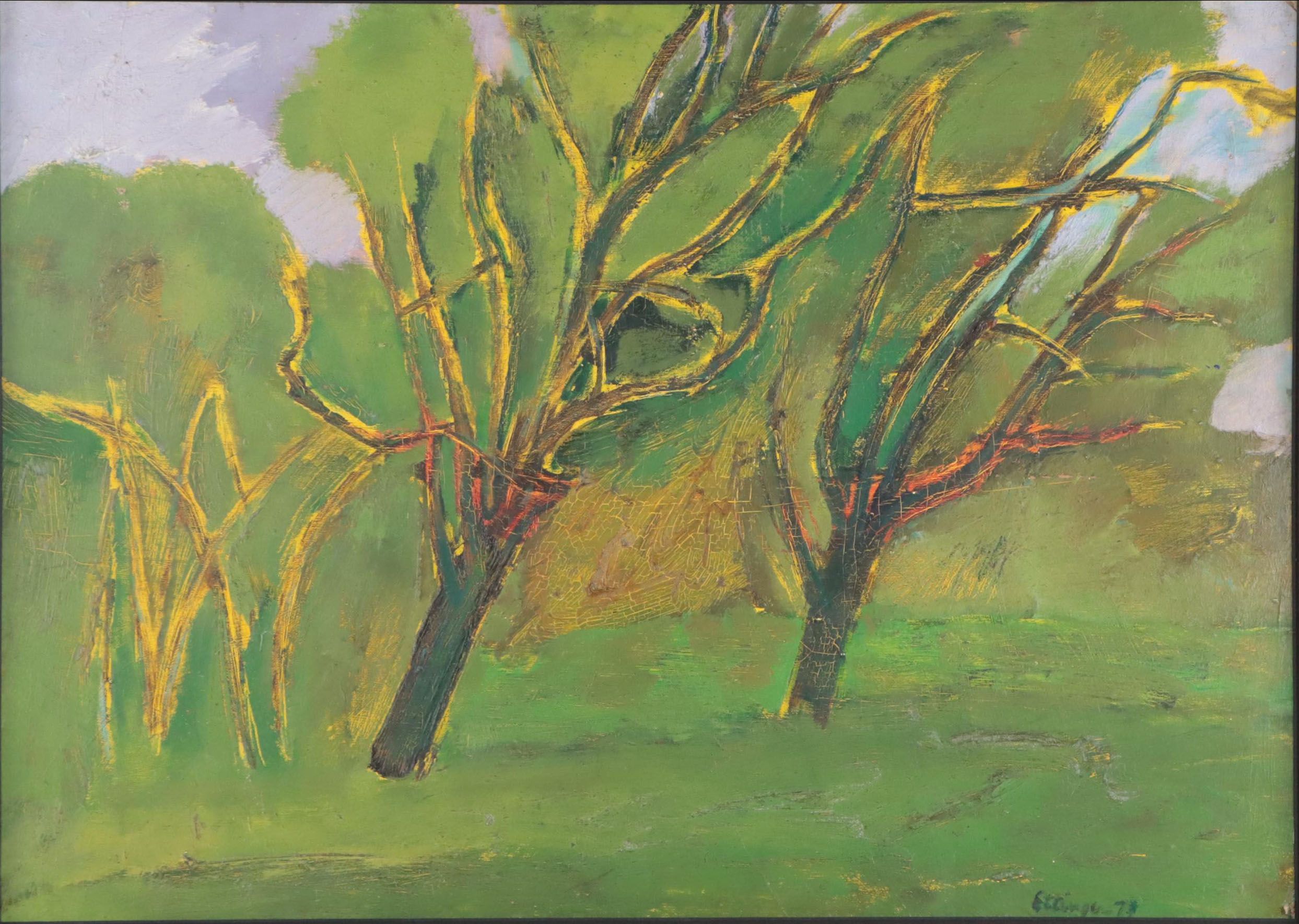Oil Painting of Verdant Landscape, 1973