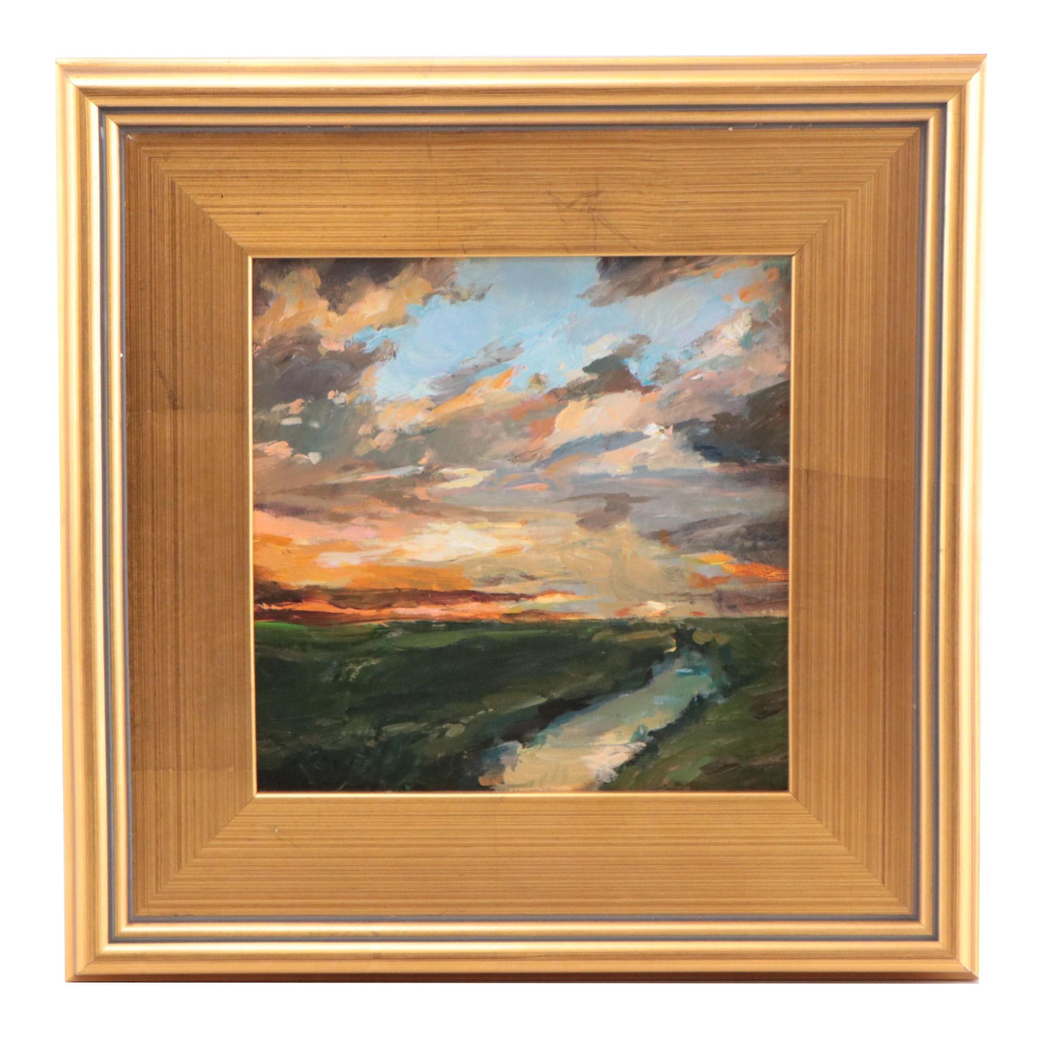 Agnes Rey Oil Painting of Sunset Landscape, 2022