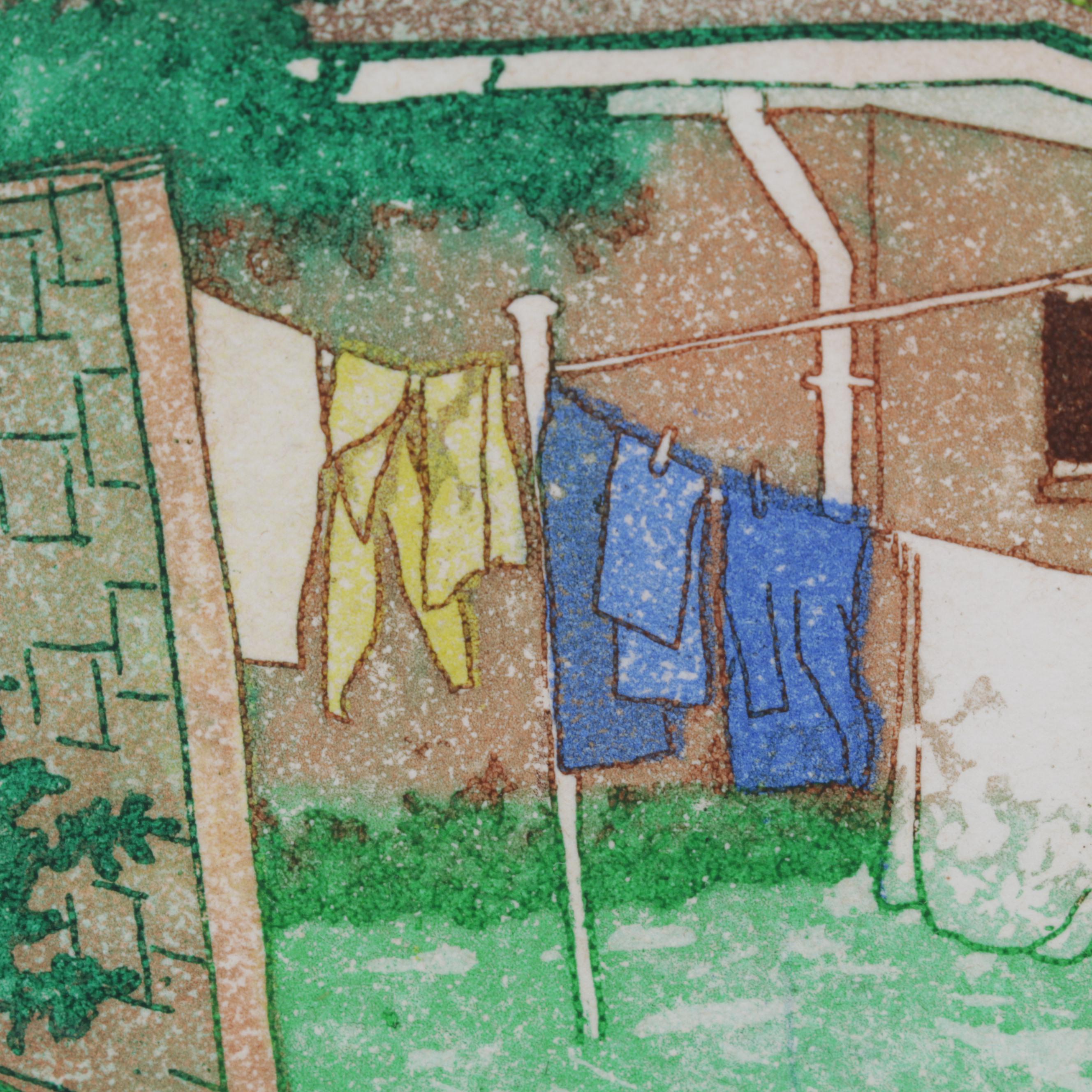 Laura Strowe Etching with Aquatint "View From Jean's," Circa 1980