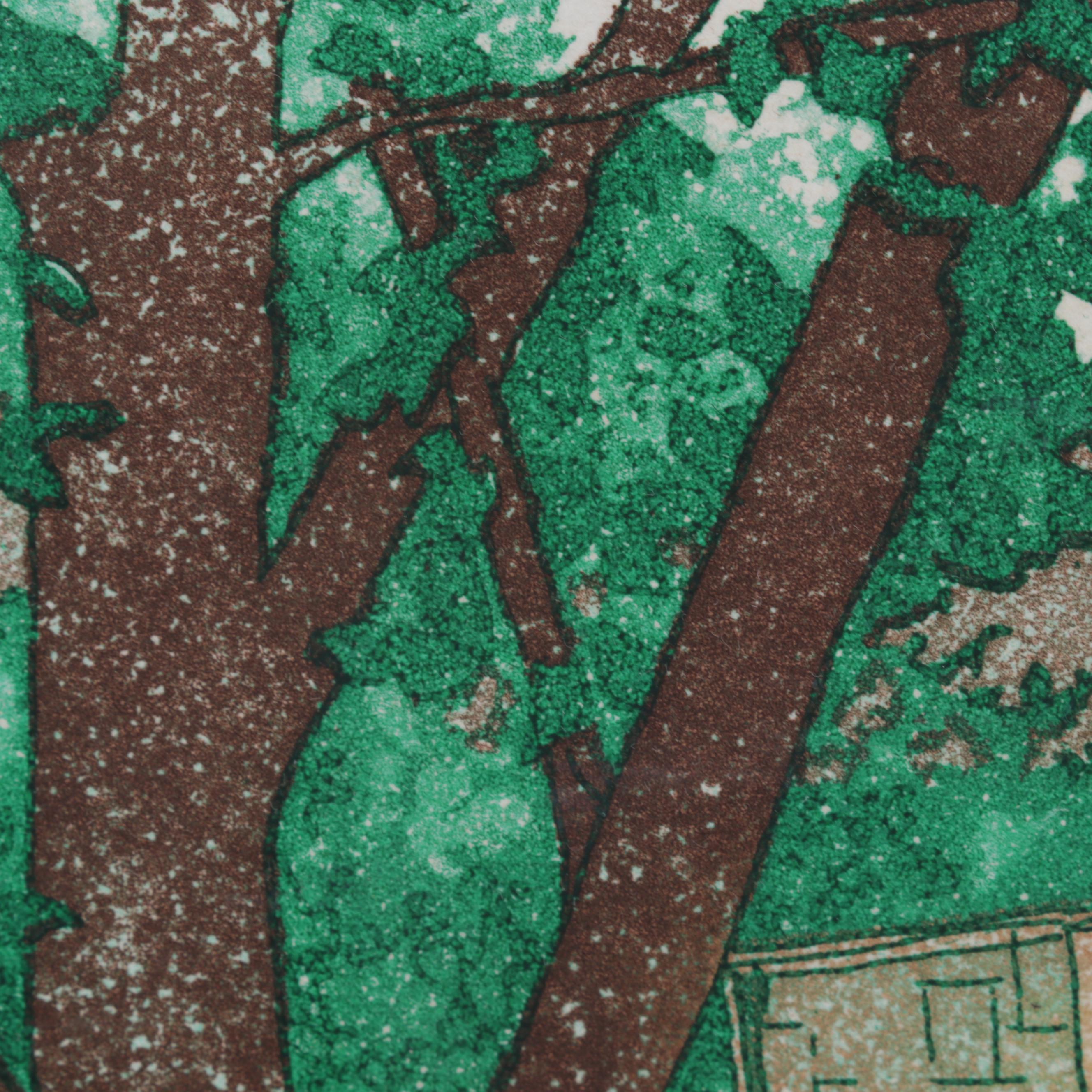 Laura Strowe Etching with Aquatint "View From Jean's," Circa 1980