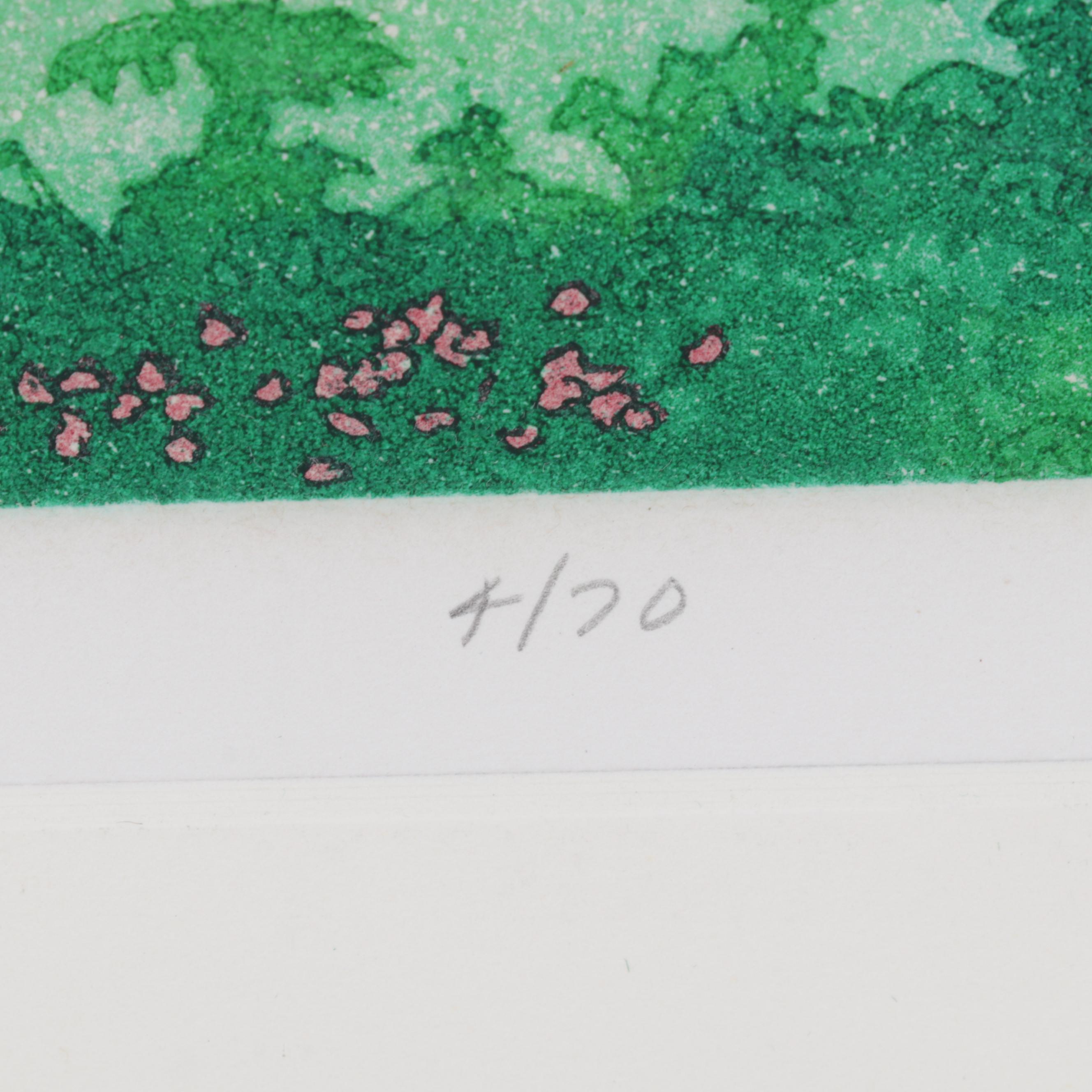 Laura Strowe Etching with Aquatint "View From Jean's," Circa 1980