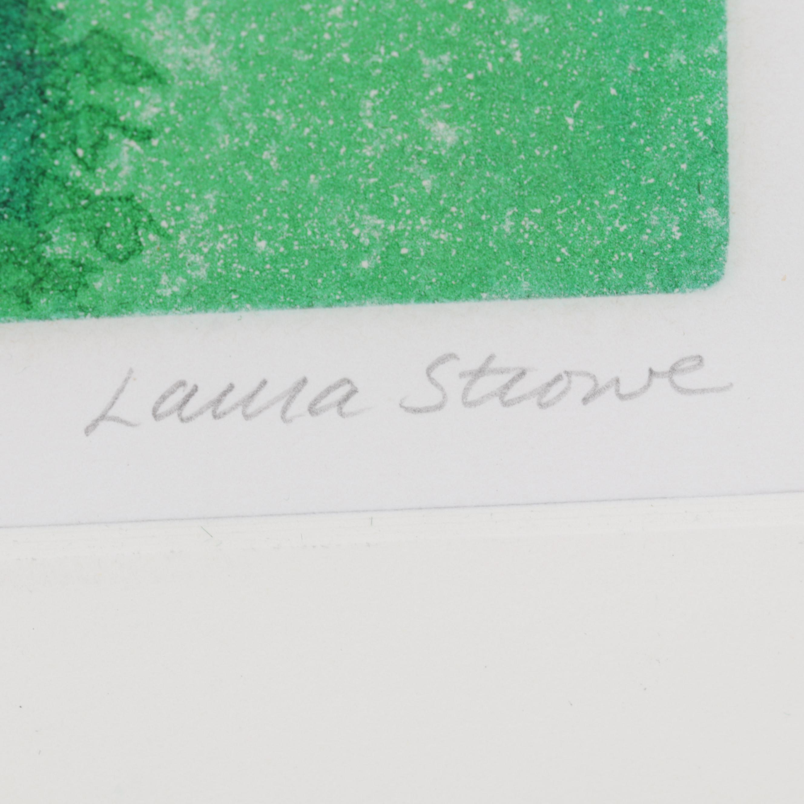 Laura Strowe Etching with Aquatint "View From Jean's," Circa 1980