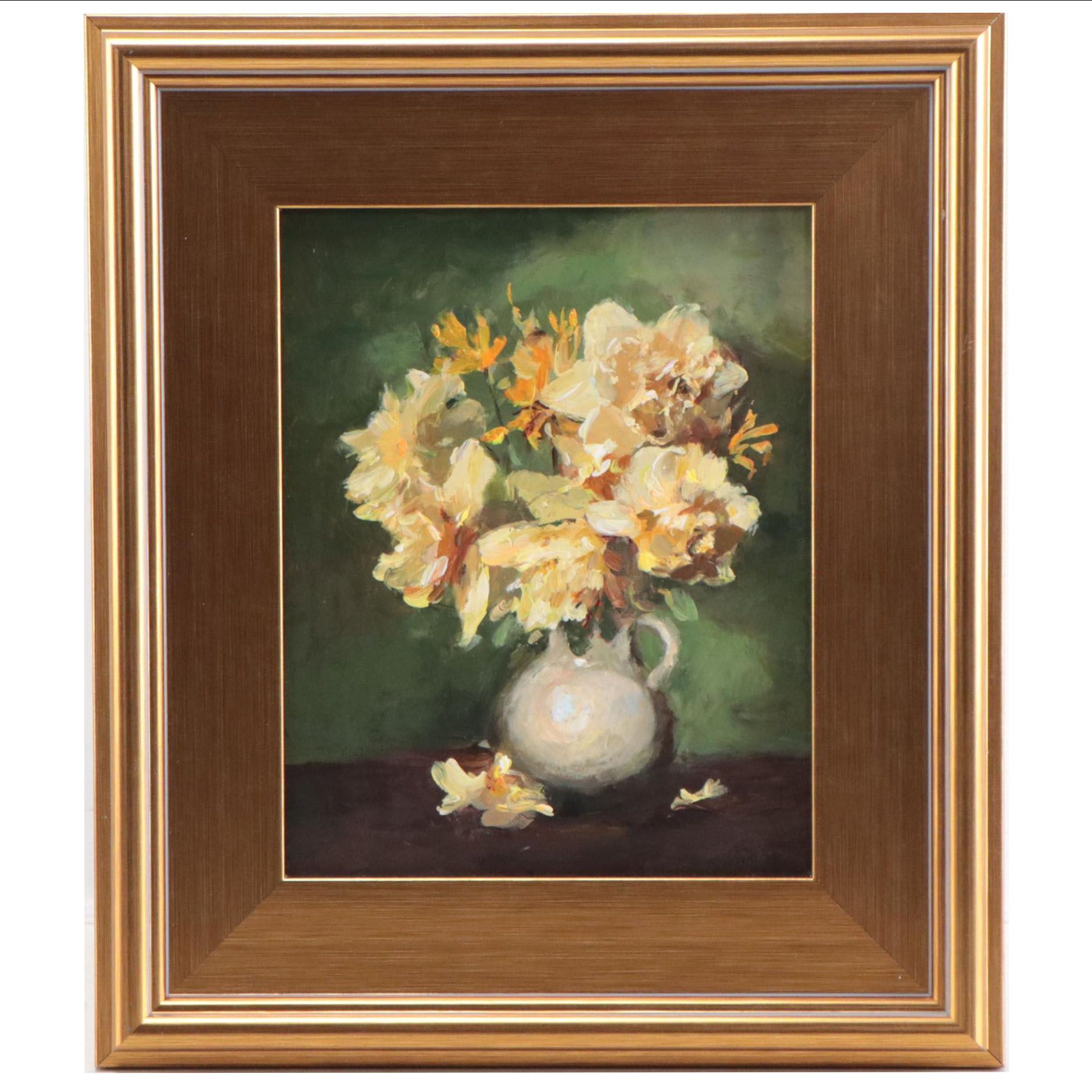 Adam Deda Oil Painting of Floral Still Life "El Amarillo," 2022