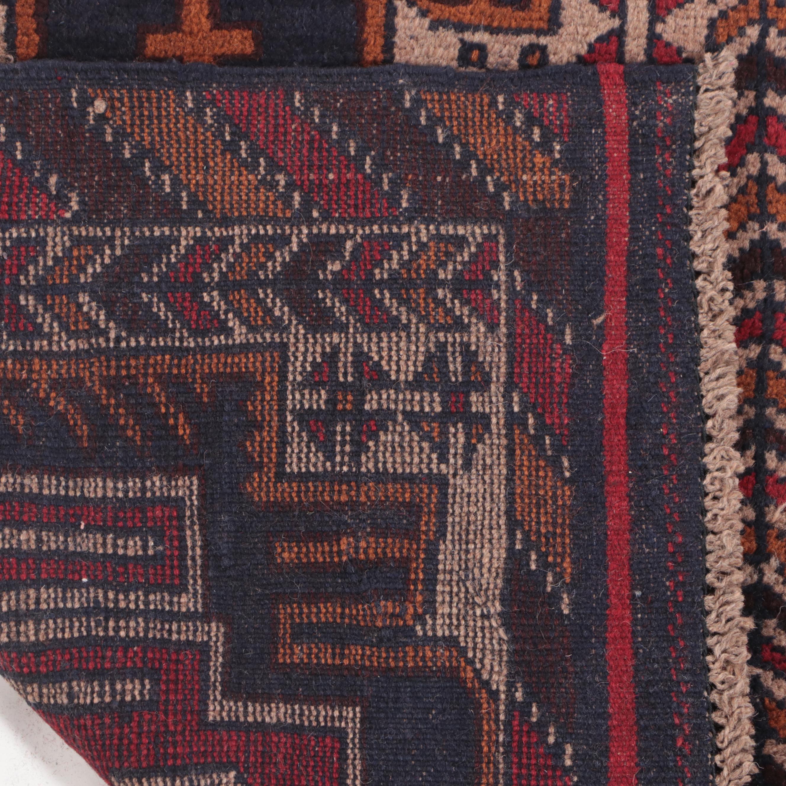 2'8 x 4'8 Hand-Knotted Afghan Baluch Accent Rug