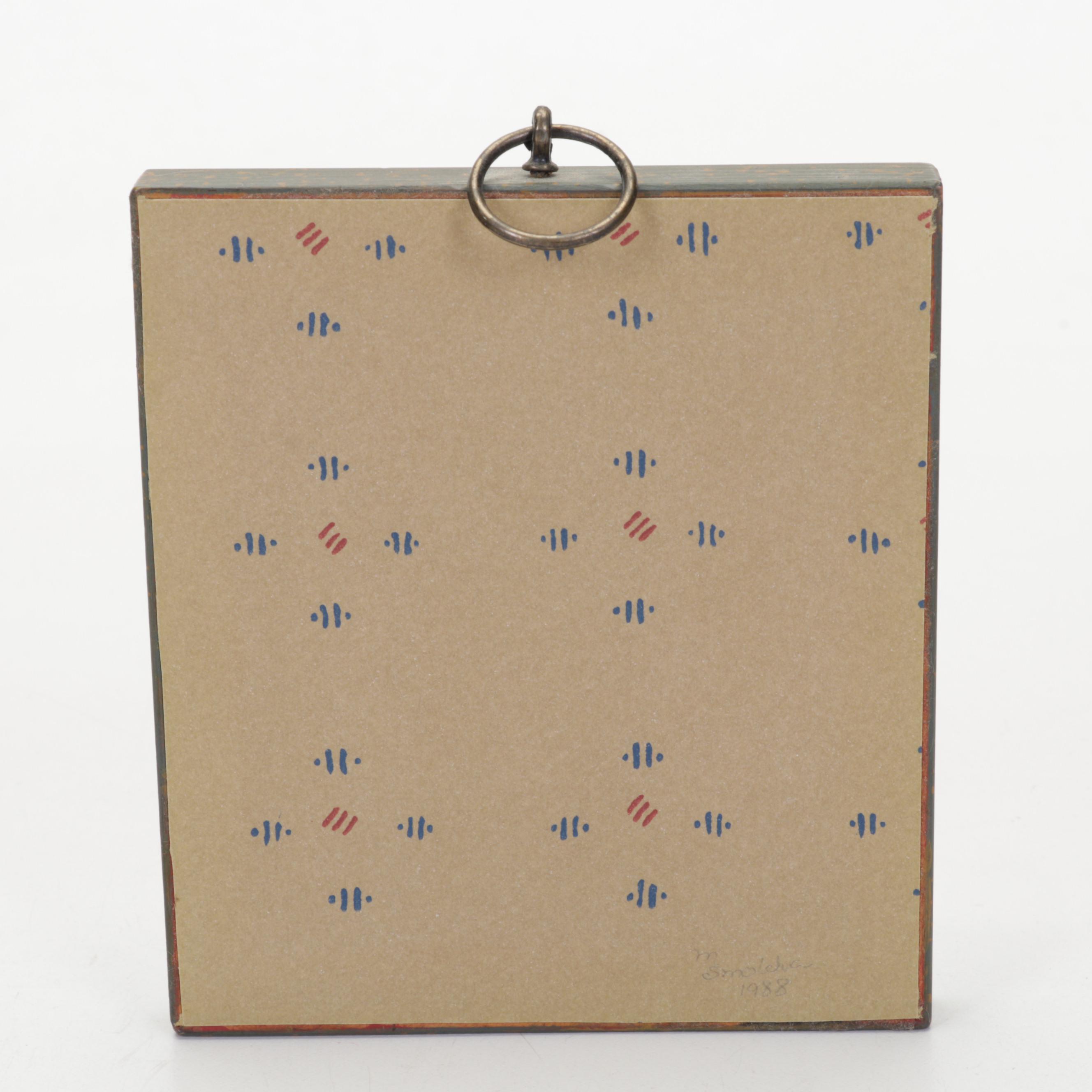 Marcia Smolcha Folk Art Watercolor Painting of Young Girl, Circa 1988