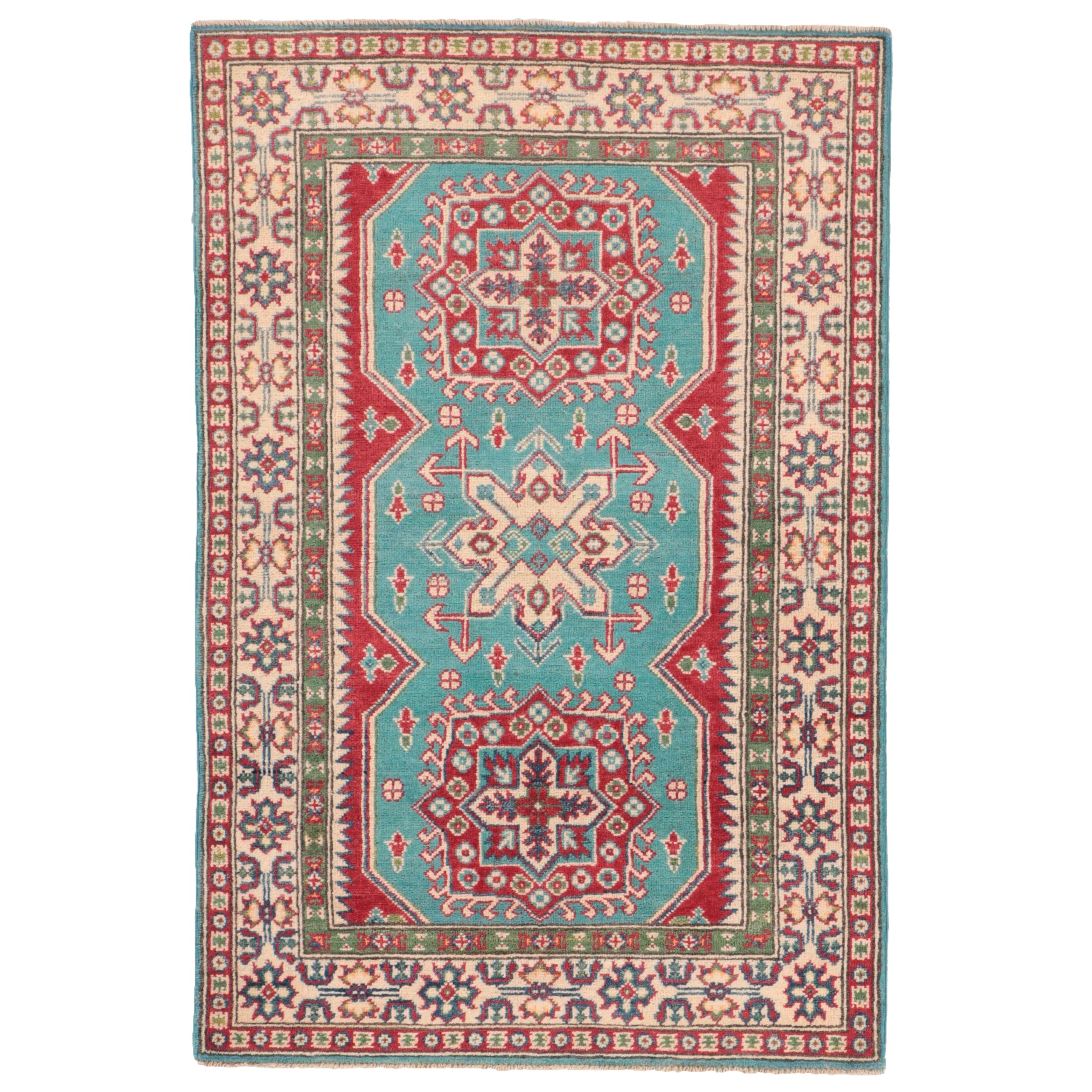 3'3 x 4'11 Hand-Knotted Pakistani Kazak Accent Rug