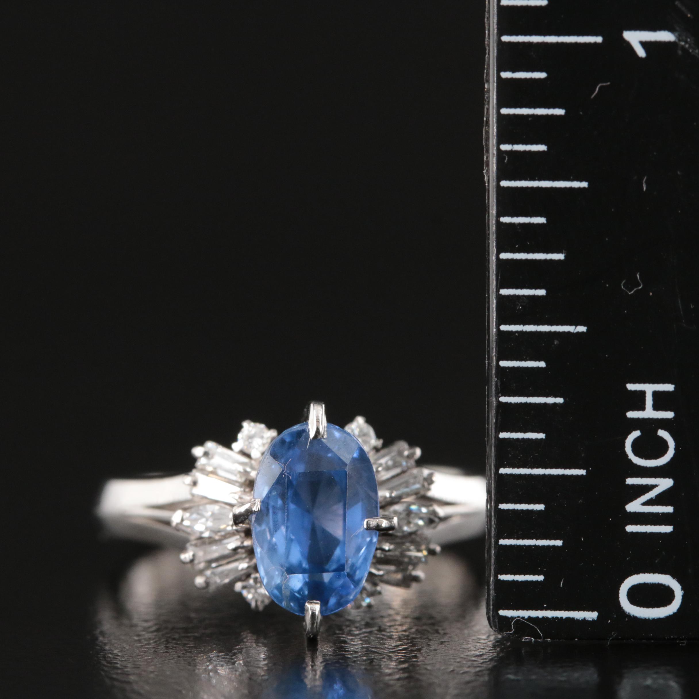 Vintage Platinum 2.82 CT Ceylon Sapphire and Diamond Ring with GIA Report