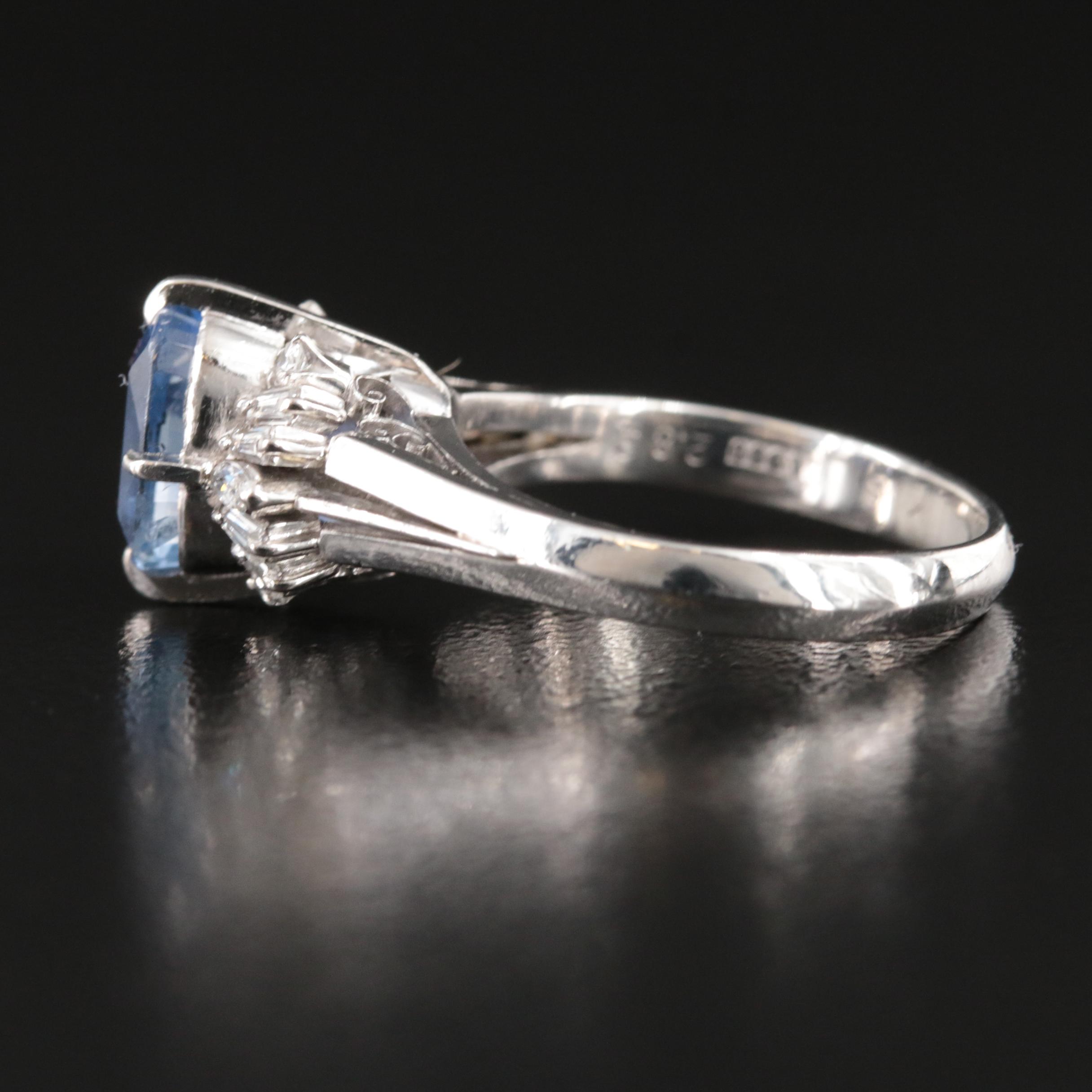 Vintage Platinum 2.82 CT Ceylon Sapphire and Diamond Ring with GIA Report