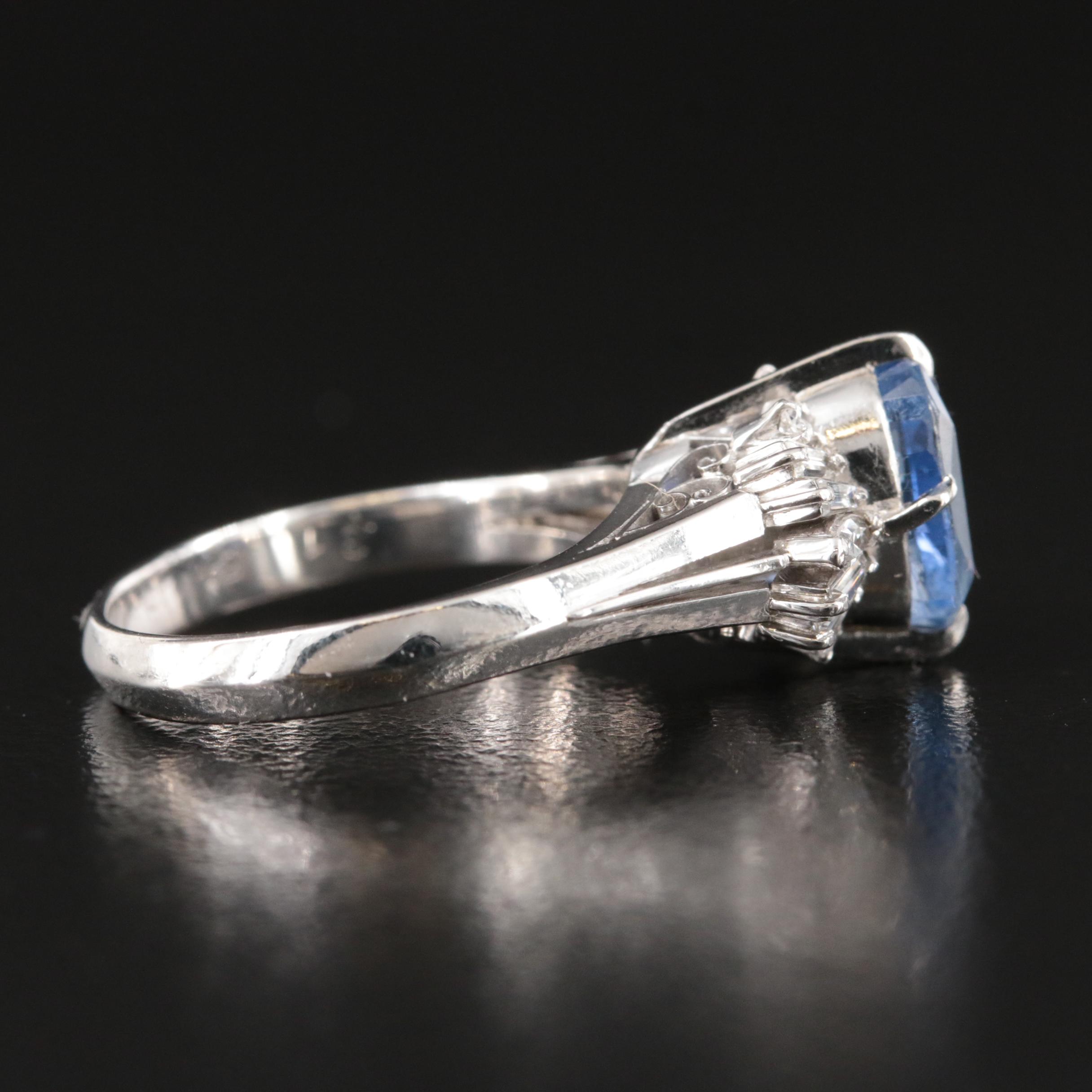 Vintage Platinum 2.82 CT Ceylon Sapphire and Diamond Ring with GIA Report