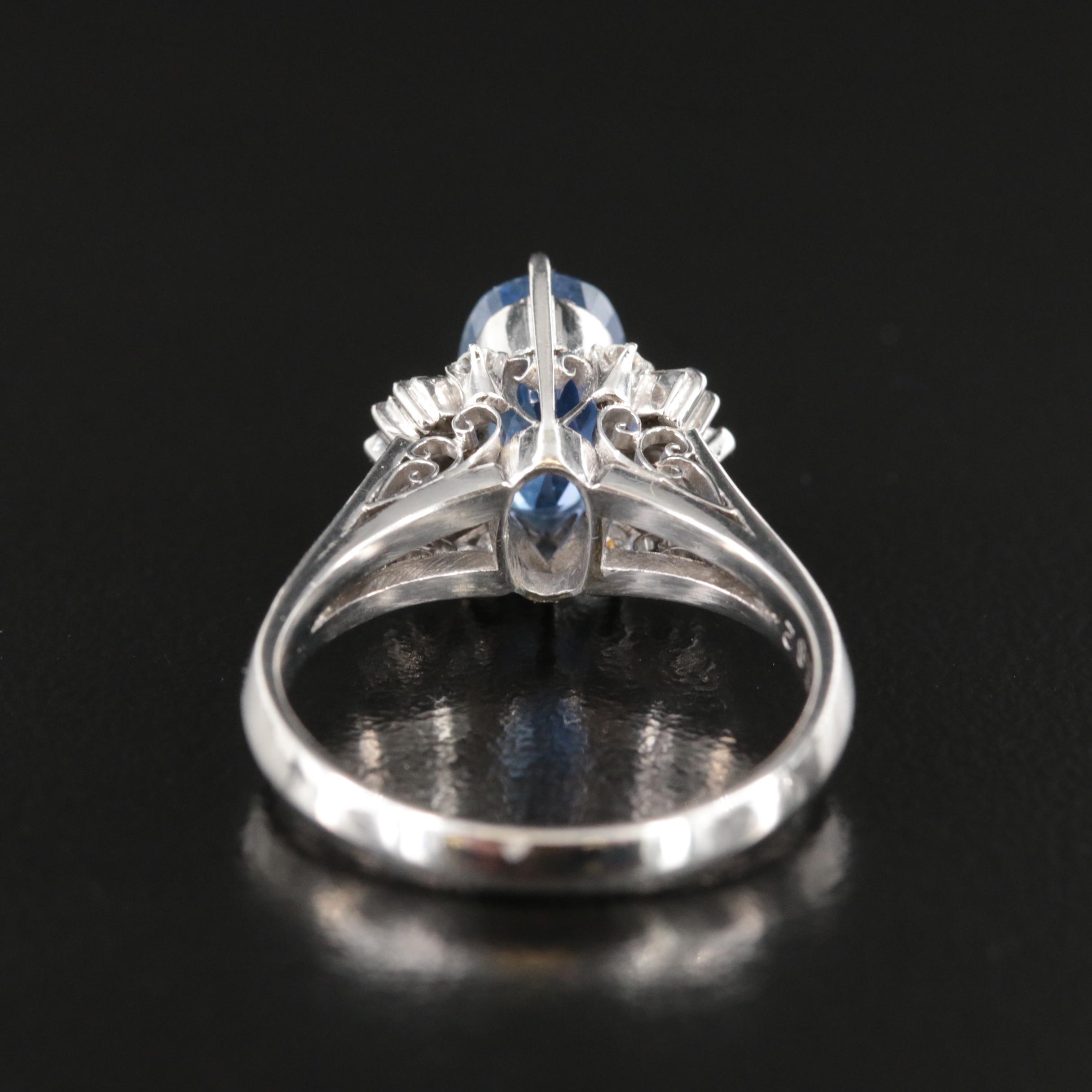 Vintage Platinum 2.82 CT Ceylon Sapphire and Diamond Ring with GIA Report