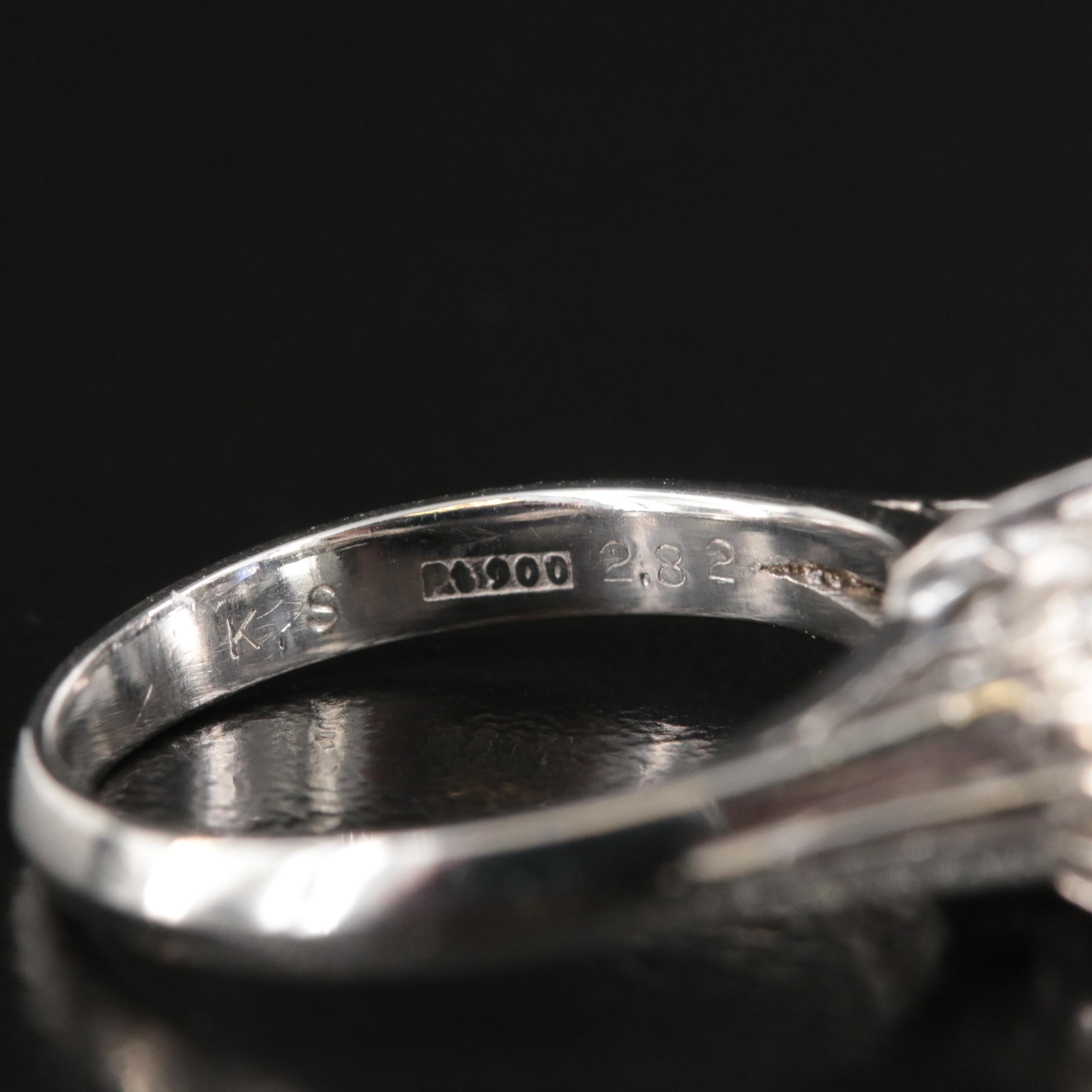 Vintage Platinum 2.82 CT Ceylon Sapphire and Diamond Ring with GIA Report