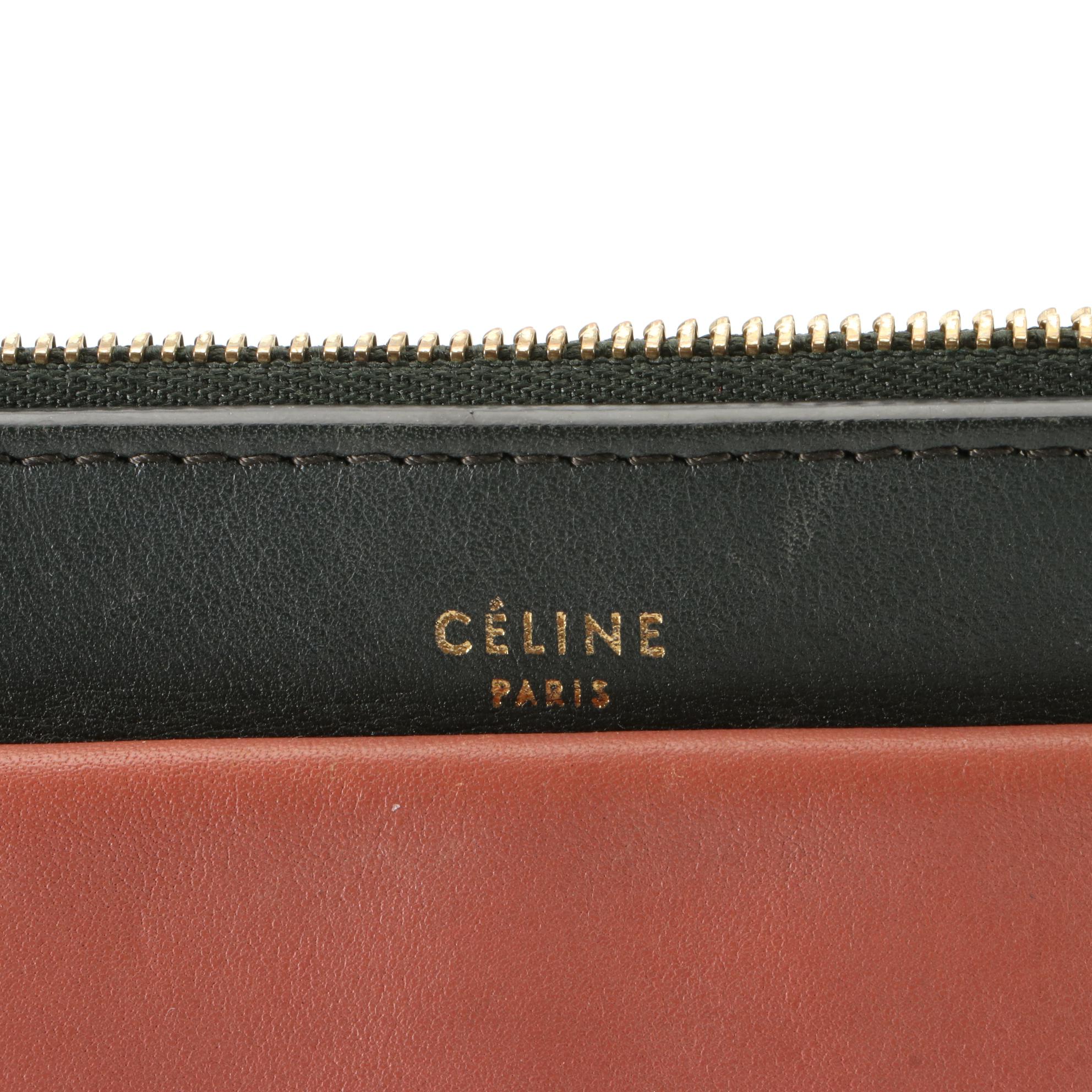 Céline Pocket Clutch in Tri-Color Calfskin Leather with Chain Strap