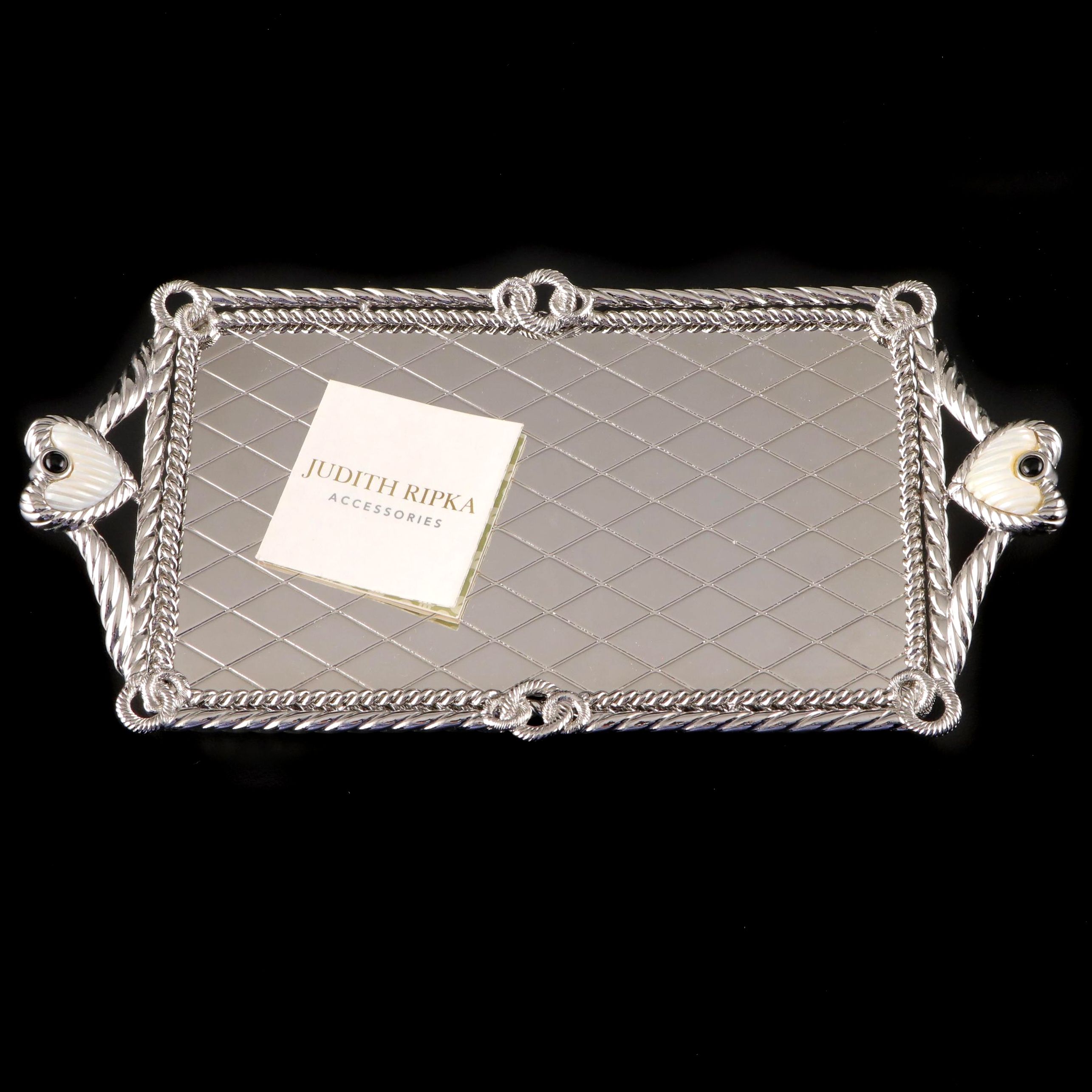 Judith Ripka Embellished Silvered Metal Vanity Tray