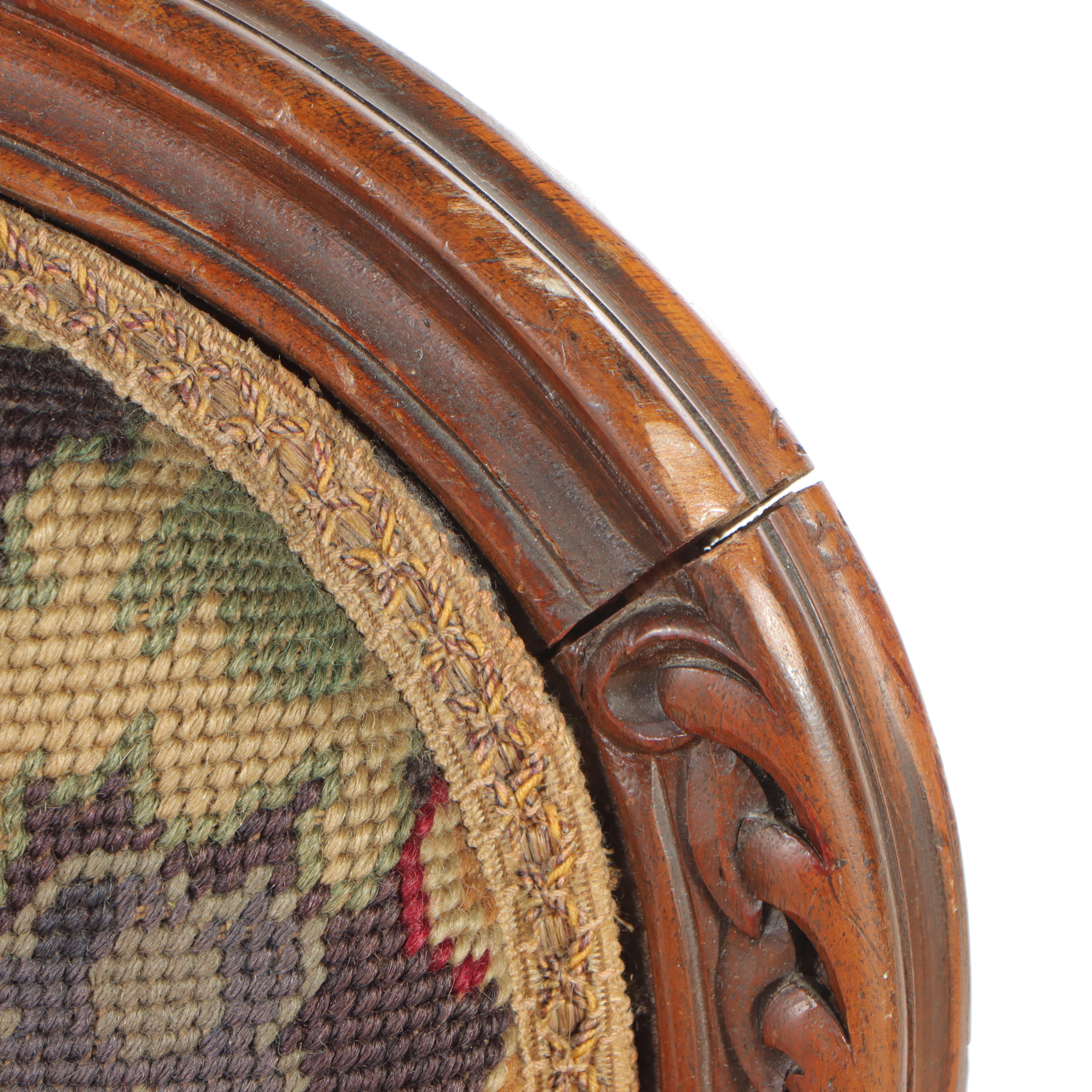 Victorian Rococo Revival Walnut and Needlepoint Upholstered Armchair