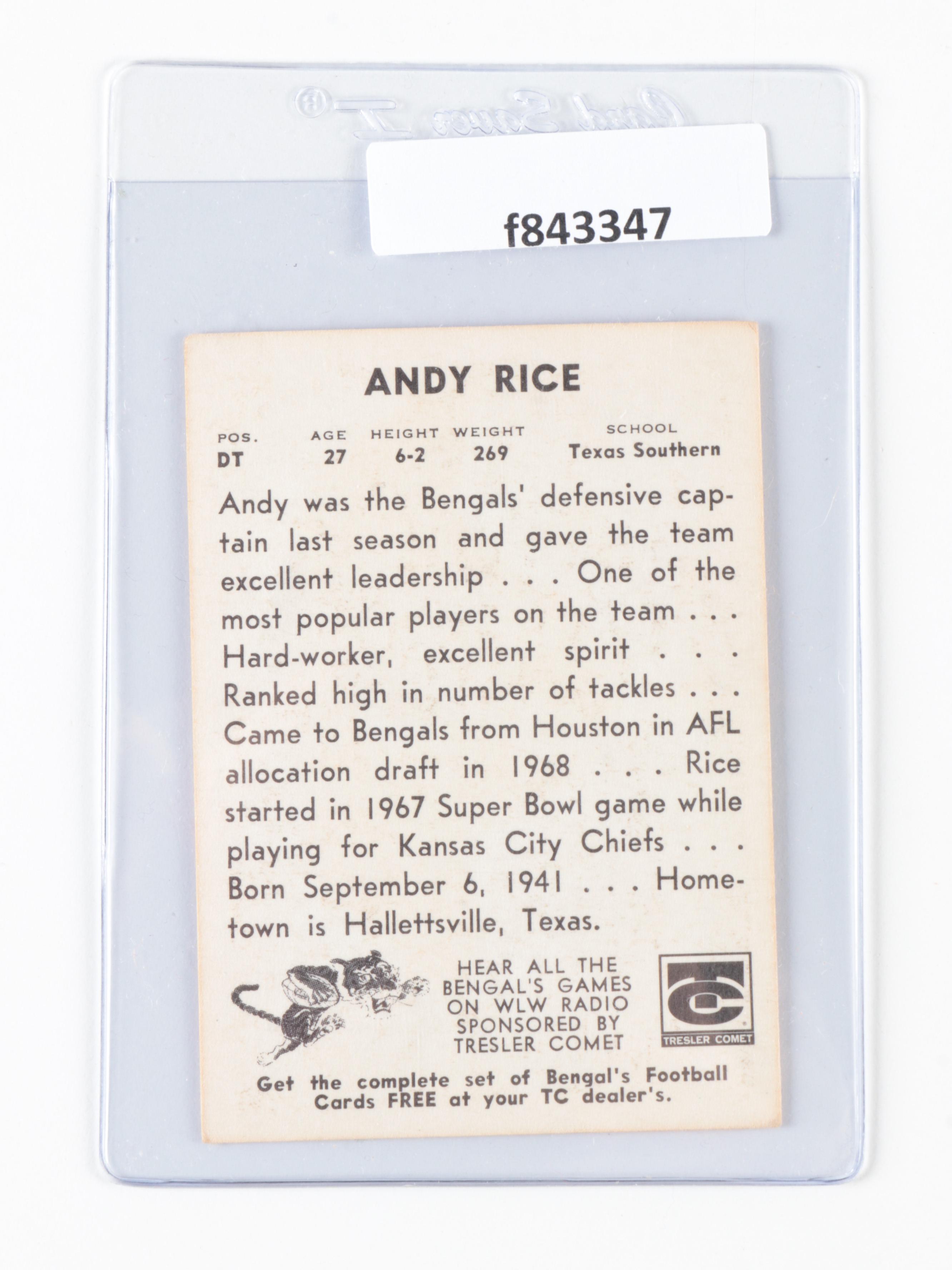 1969 Tresler Comet Cincinnati Bengals Football Cards with Cook, Johnson, More