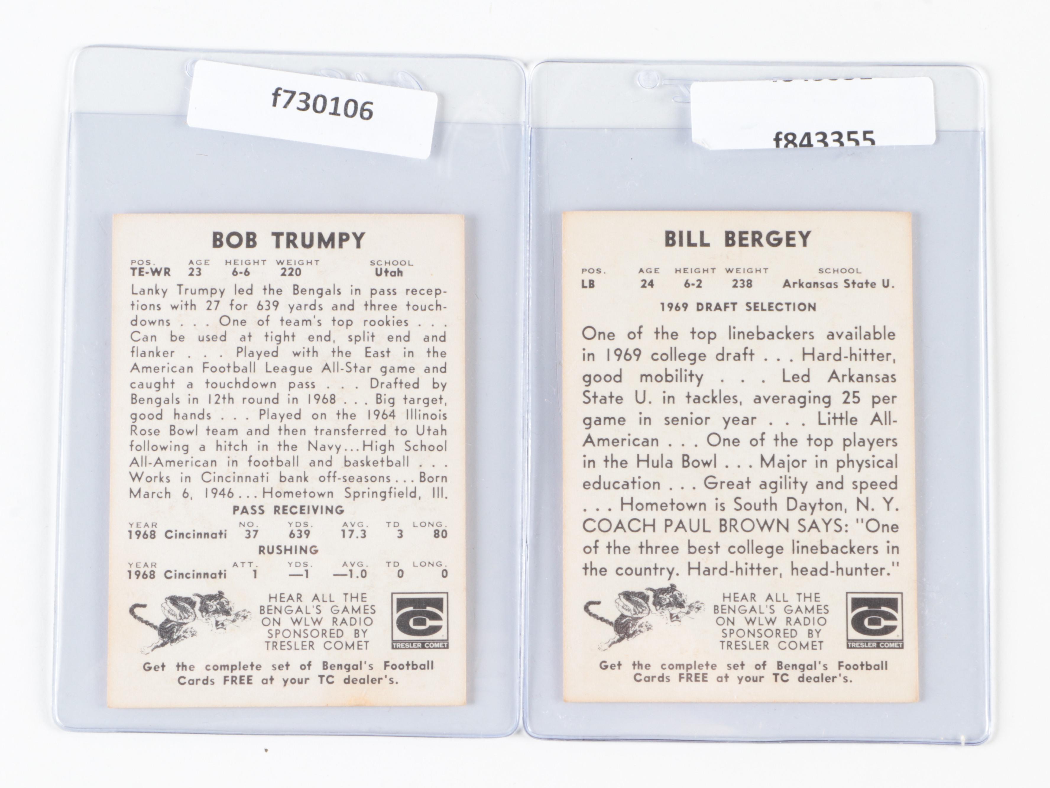 1969 Tresler Comet Cincinnati Bengals Football Cards with Cook, Johnson, More