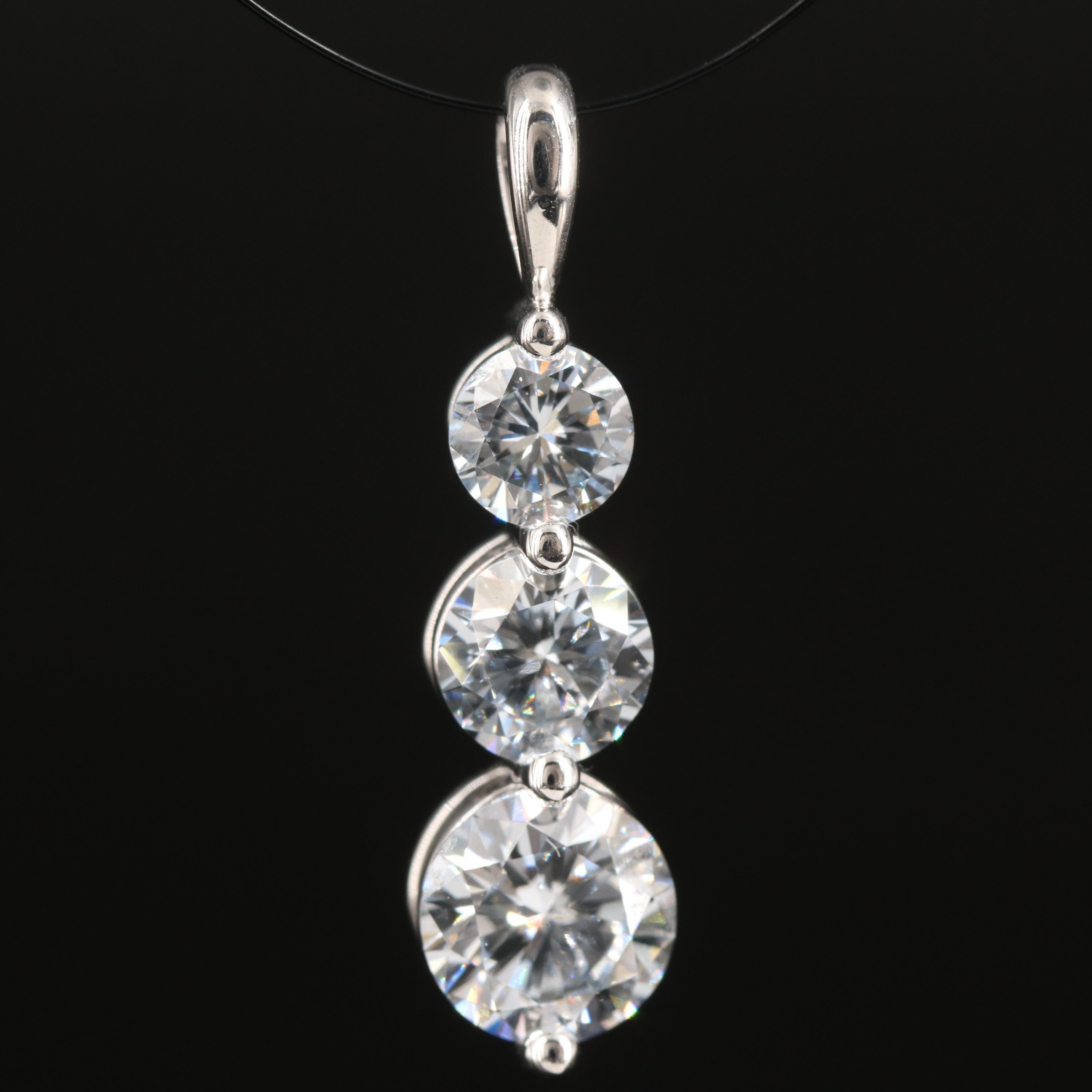 14K 1.58 CTW Lab Grown Diamond Graduated Pendant