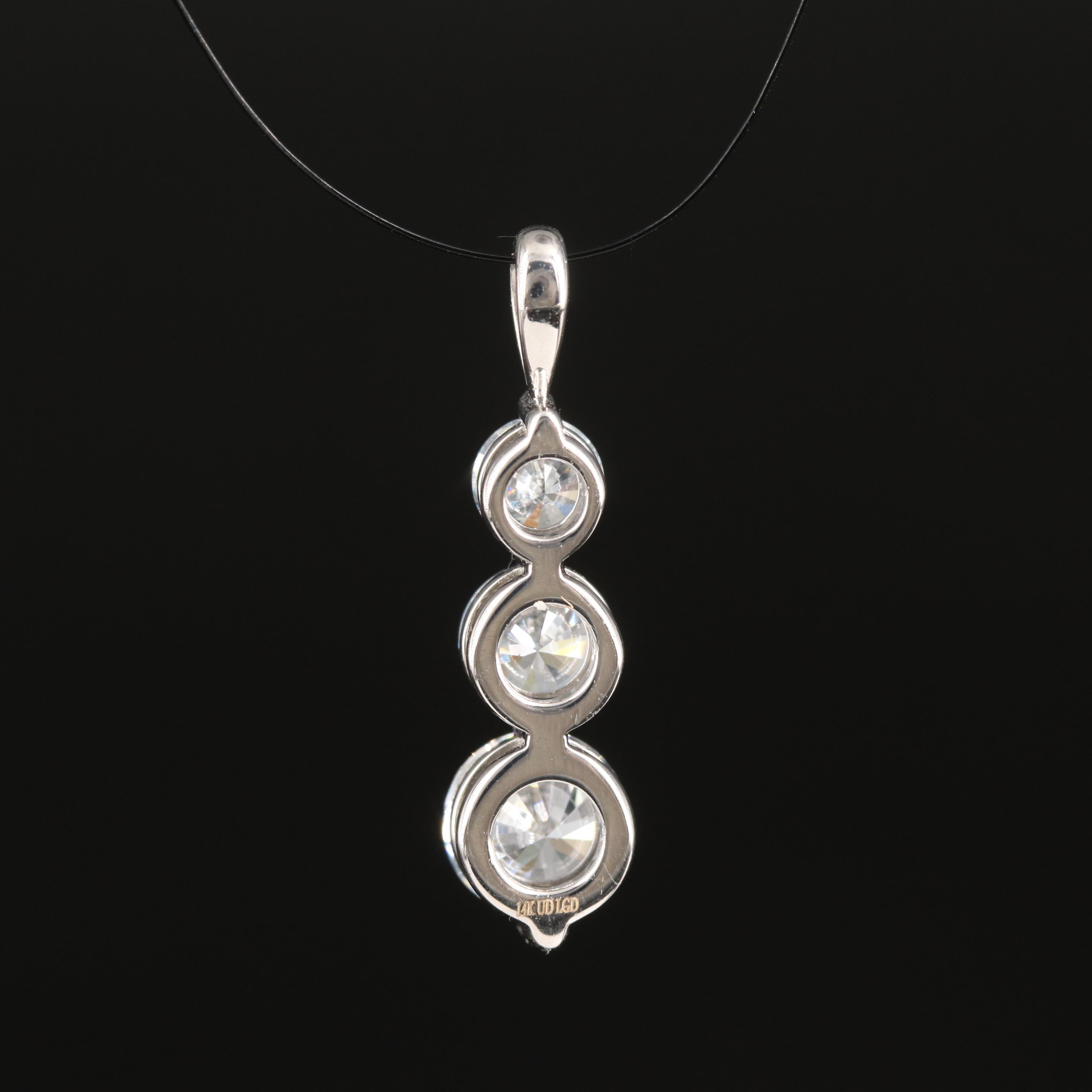 14K 1.58 CTW Lab Grown Diamond Graduated Pendant