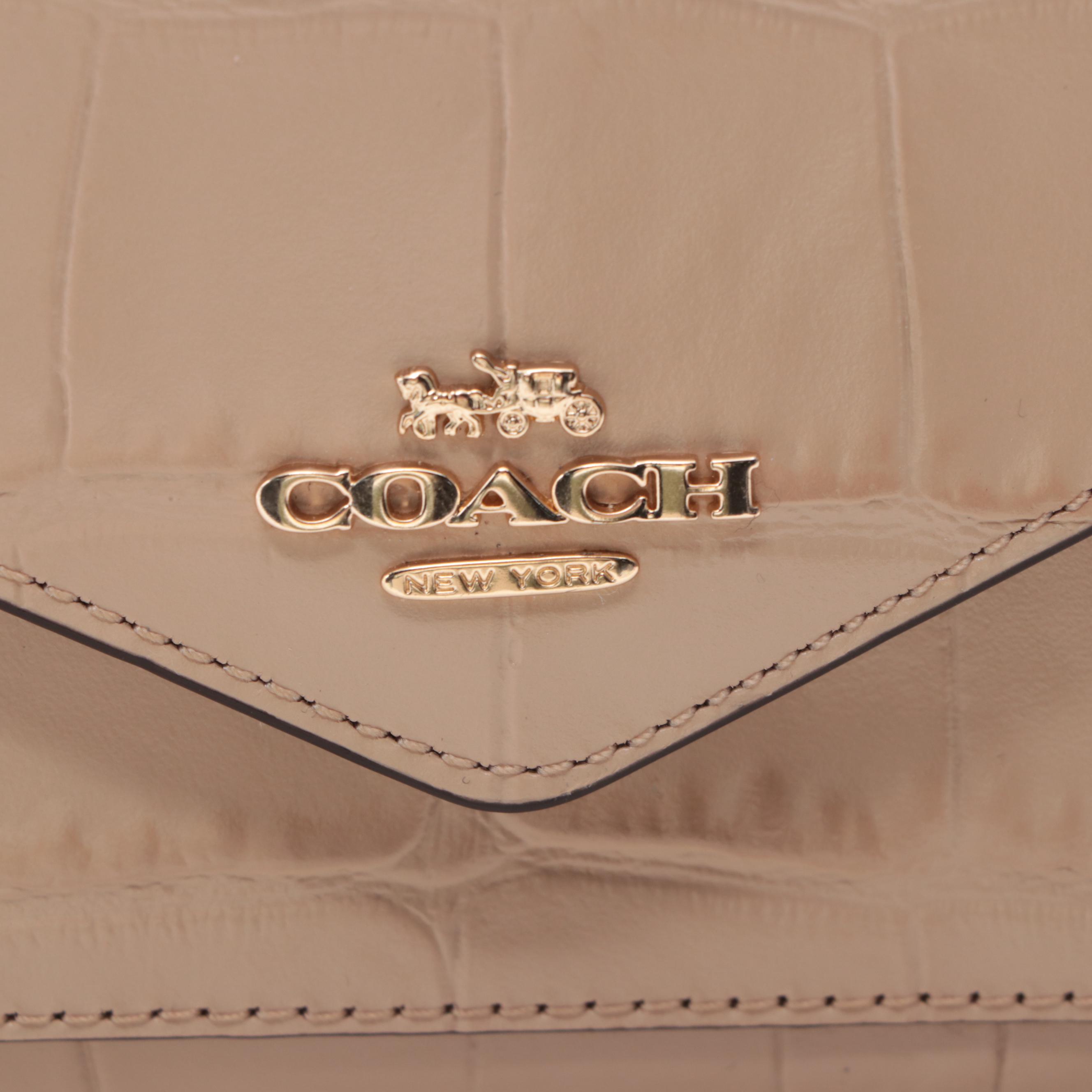 Coach Top Handle Handbag with Continental Wallet in Embossed Leather